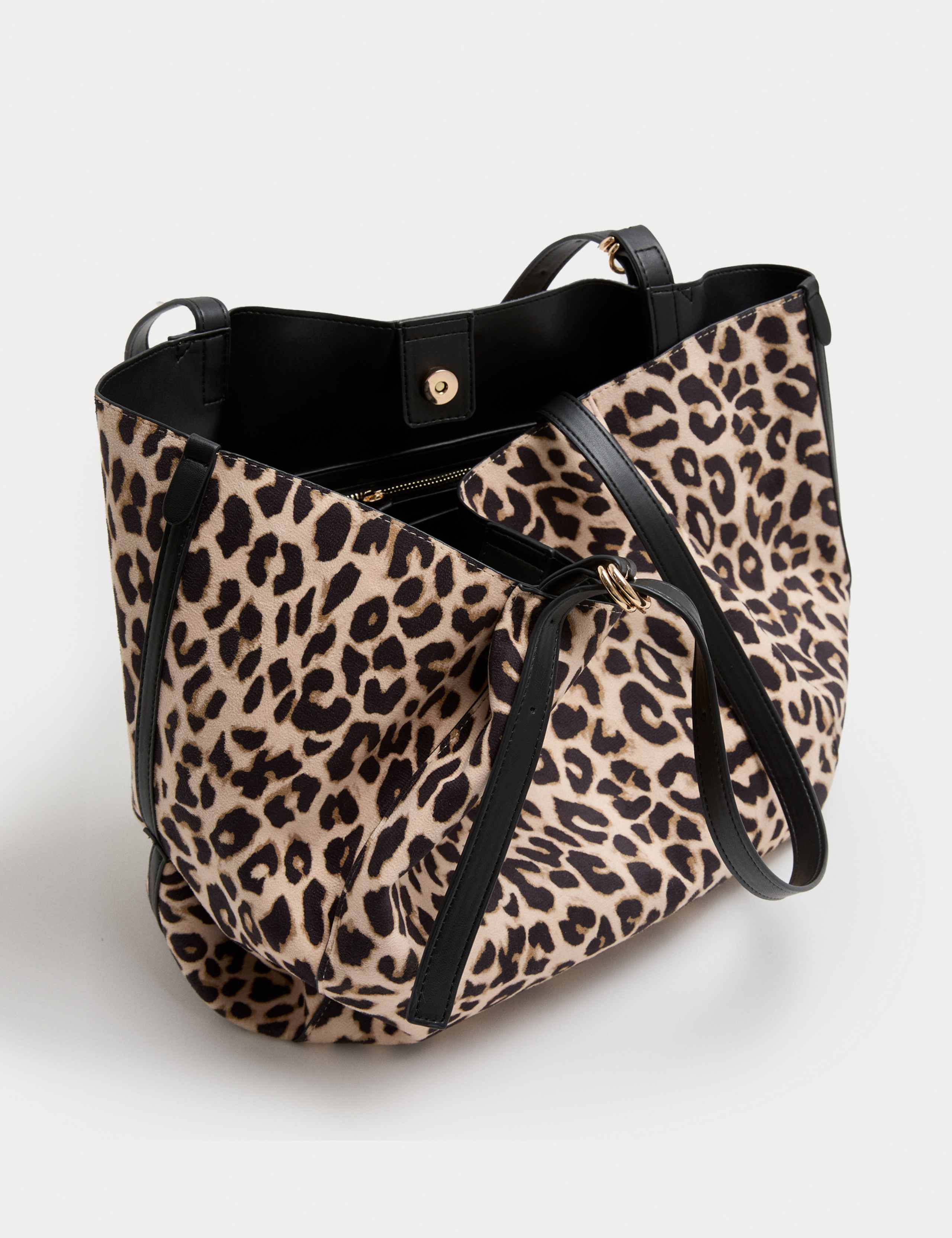 Suedette Animal Print Slouchy Tote Bag 2 of 4