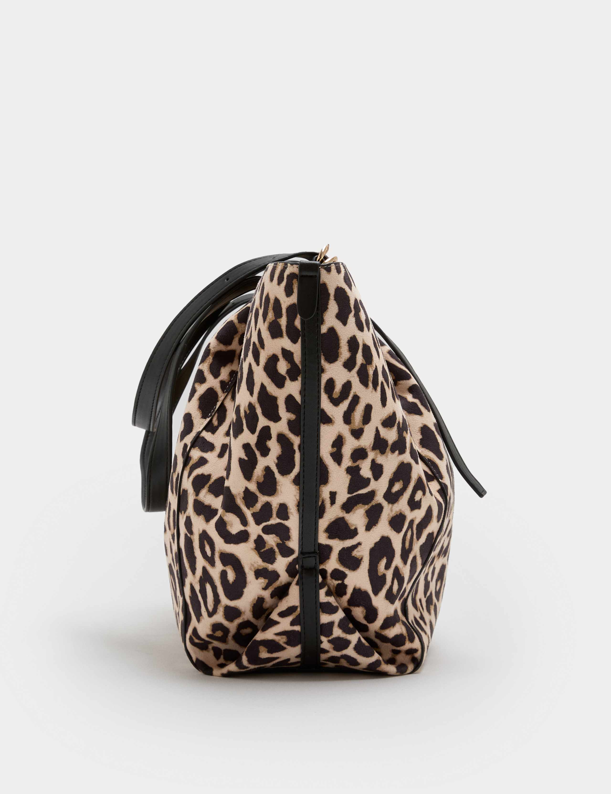 Suedette Animal Print Slouchy Tote Bag 3 of 4