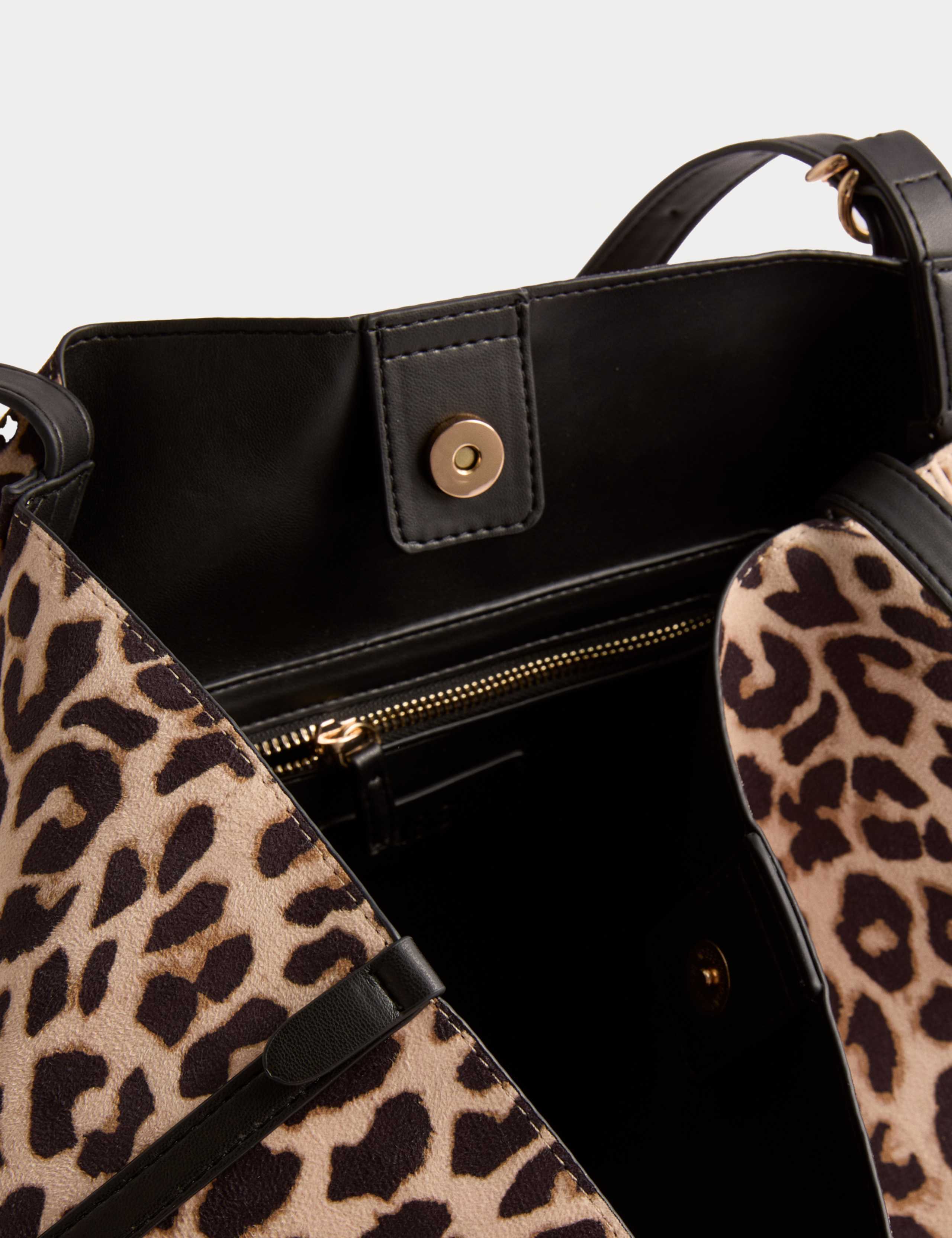 Suedette Animal Print Slouchy Tote Bag 4 of 4