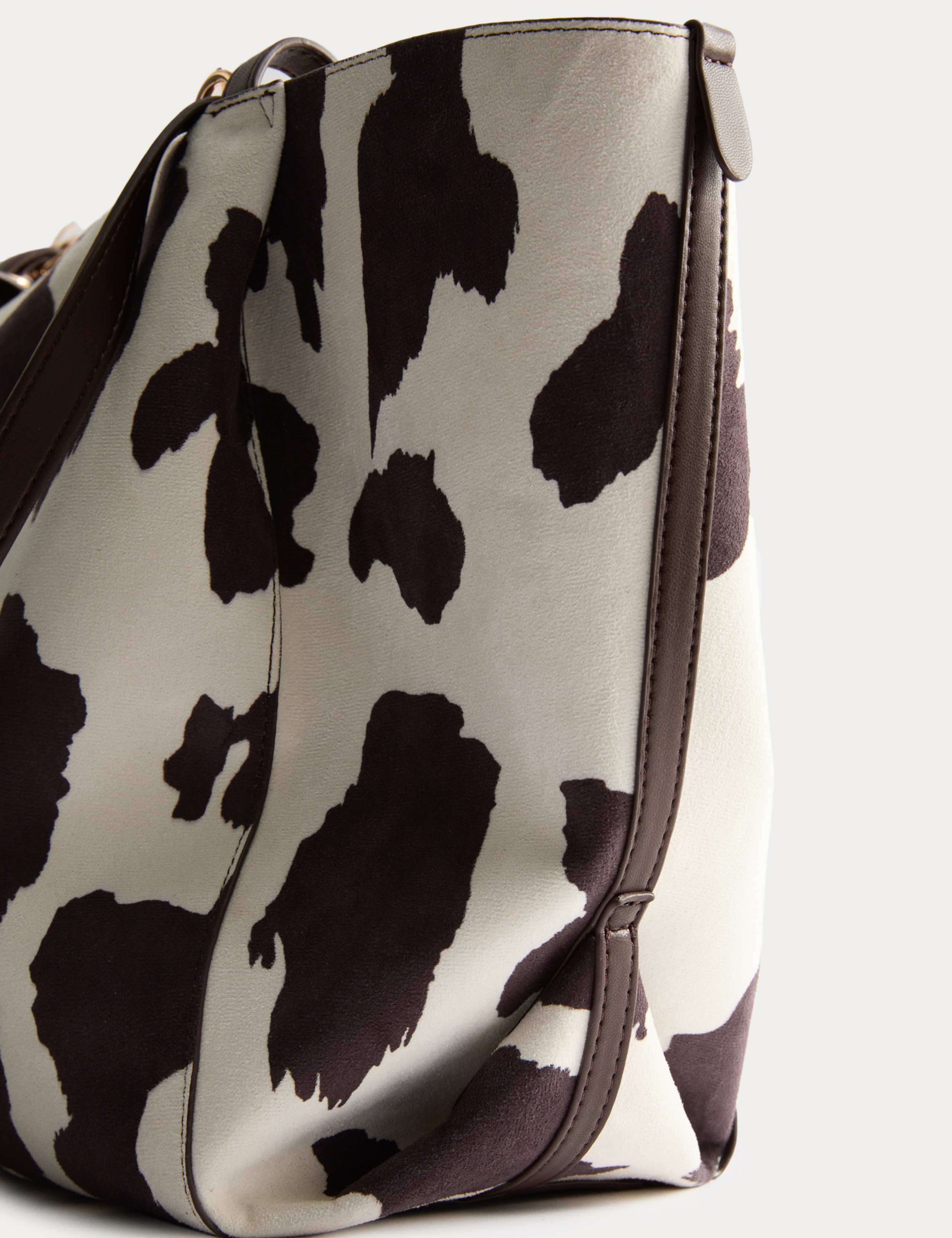 Suedette Animal Print Slouchy Tote Bag 3 of 4