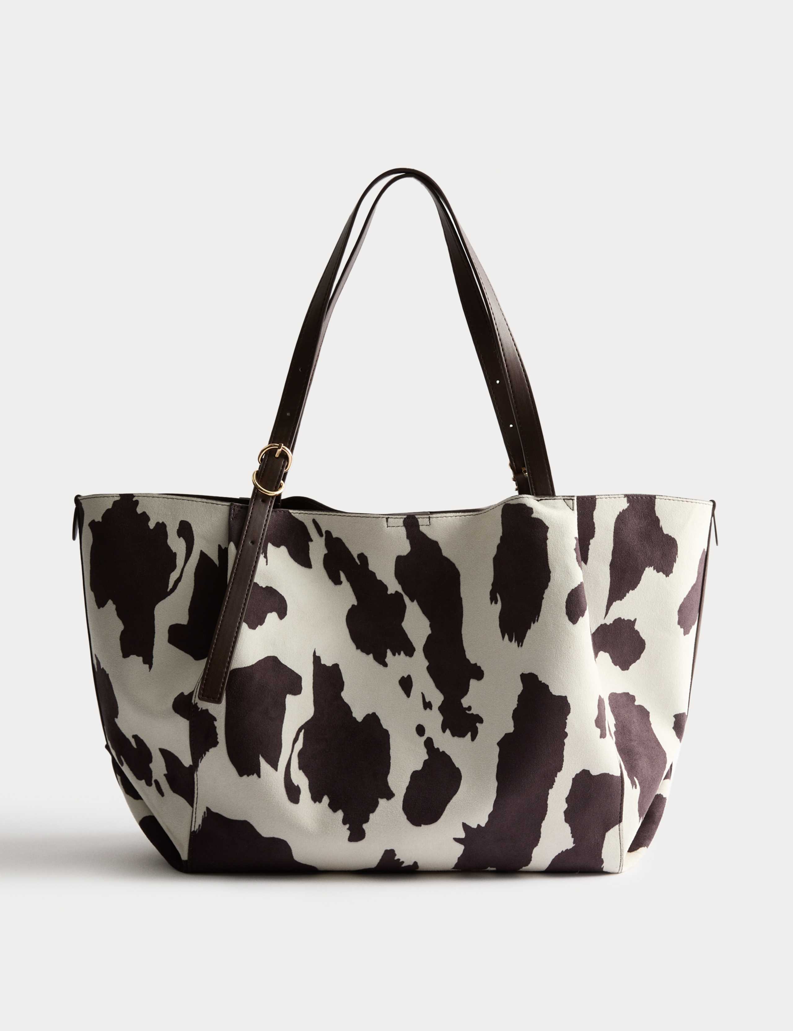 Suedette Animal Print Slouchy Tote Bag 1 of 4