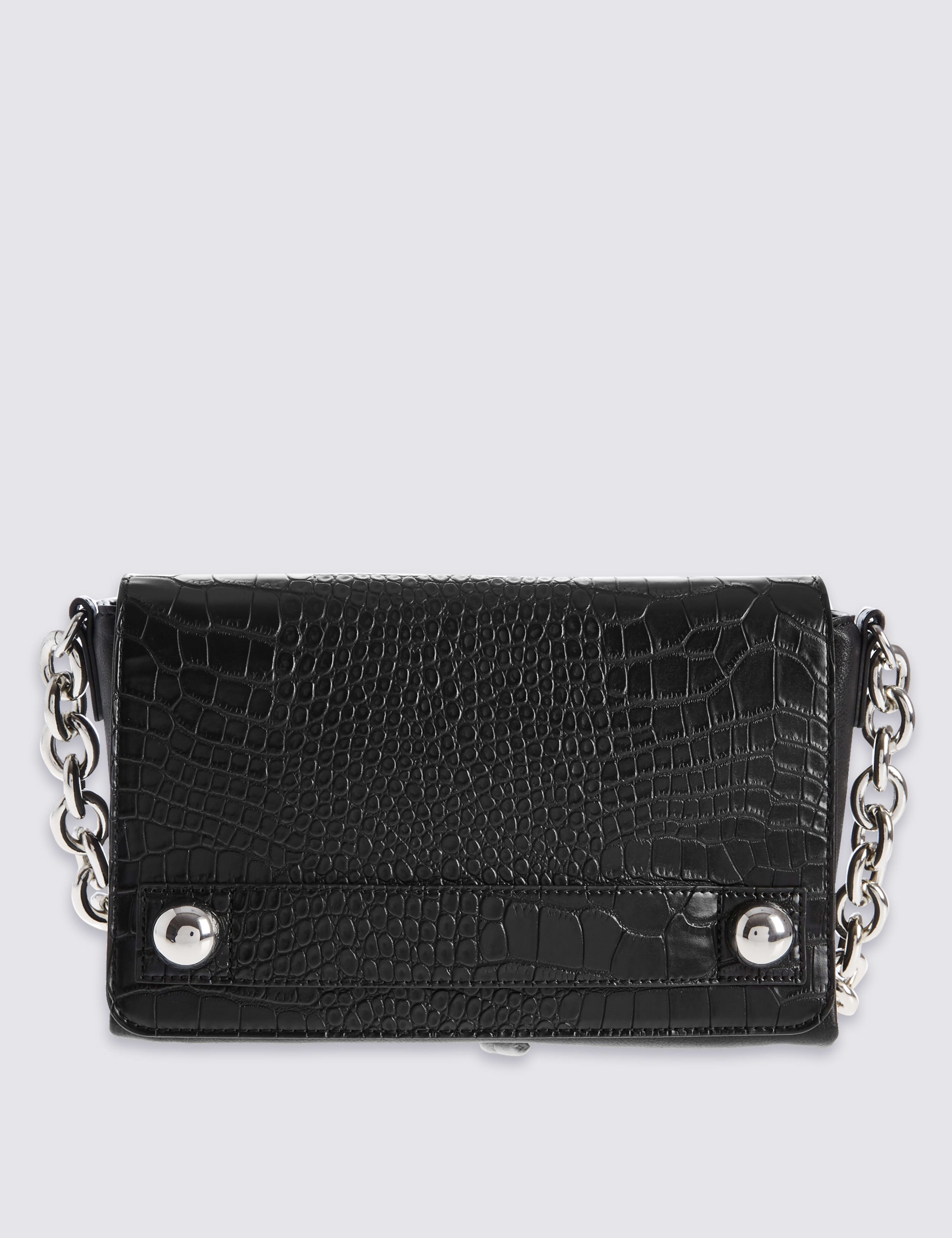 Faux Leather Chunky Chain Shoulder Bag 2 of 6