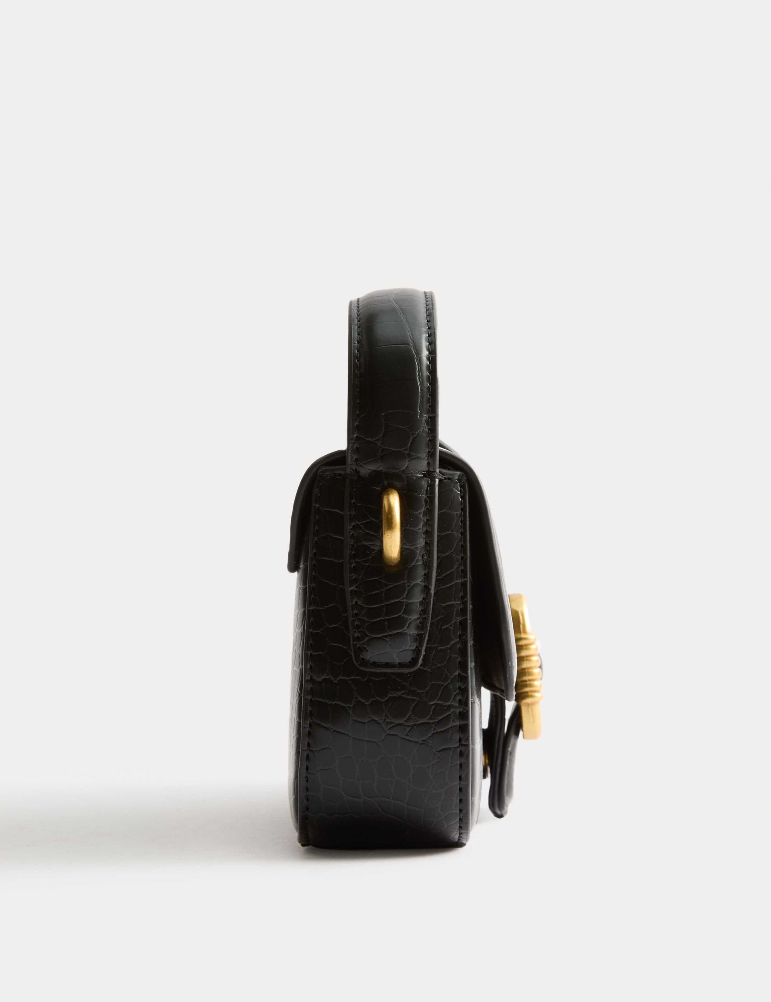 Faux Leather Croc Effect Baguette Bag 3 of 4