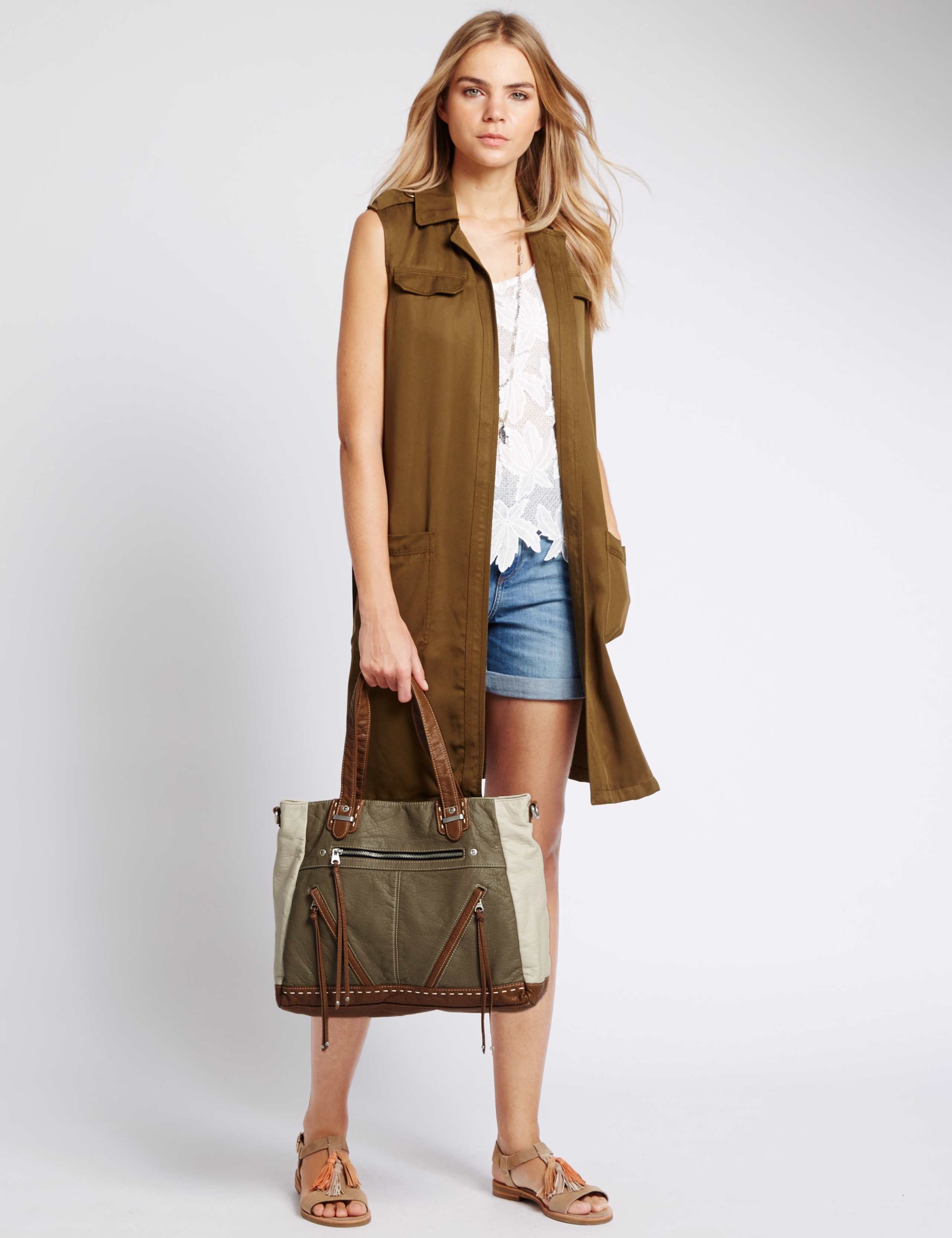 Faux Leather Slouch Tote Bag 1 of 4