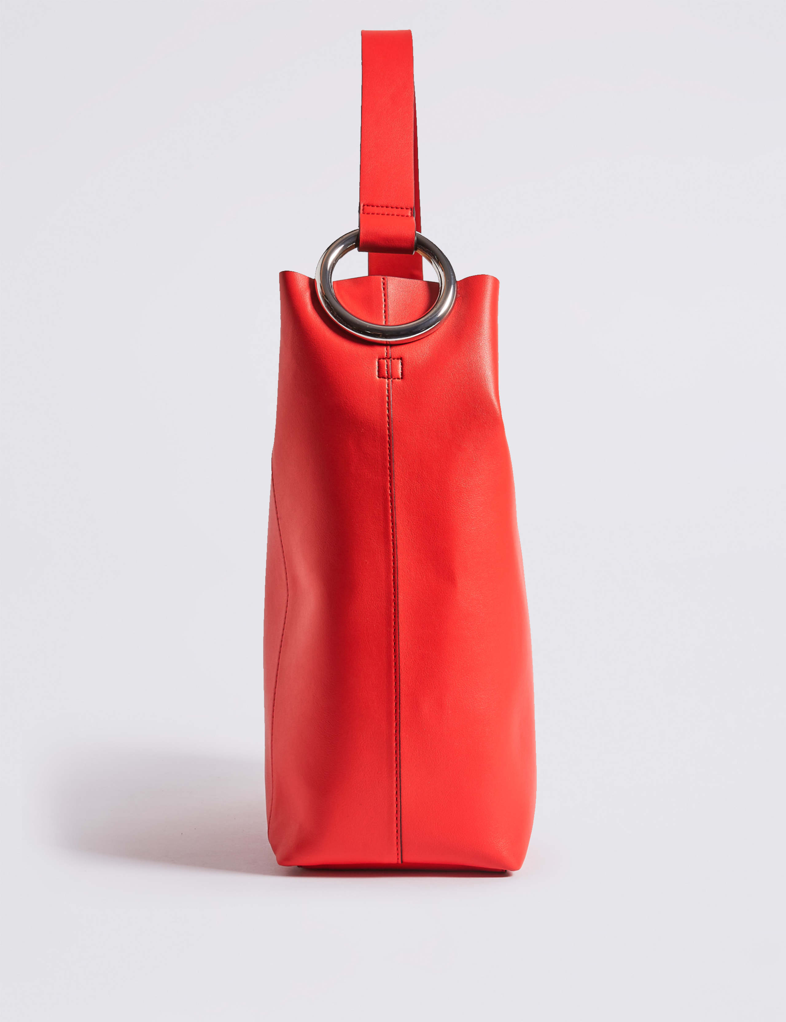 Faux Leather Ring Slouch Shoulder Bag 3 of 5