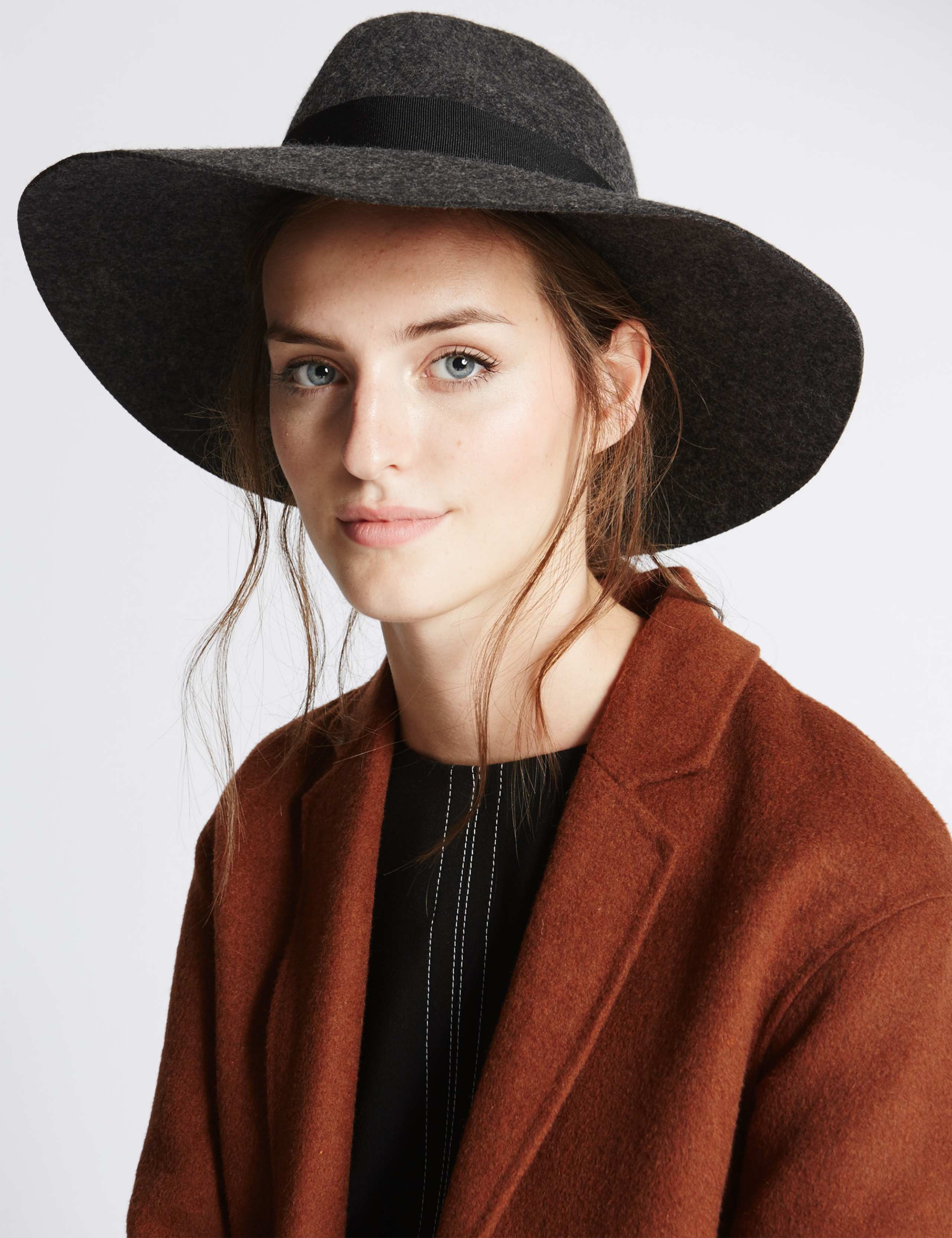 Pure Wool Marl Oversized Fedora Hat 1 of 2