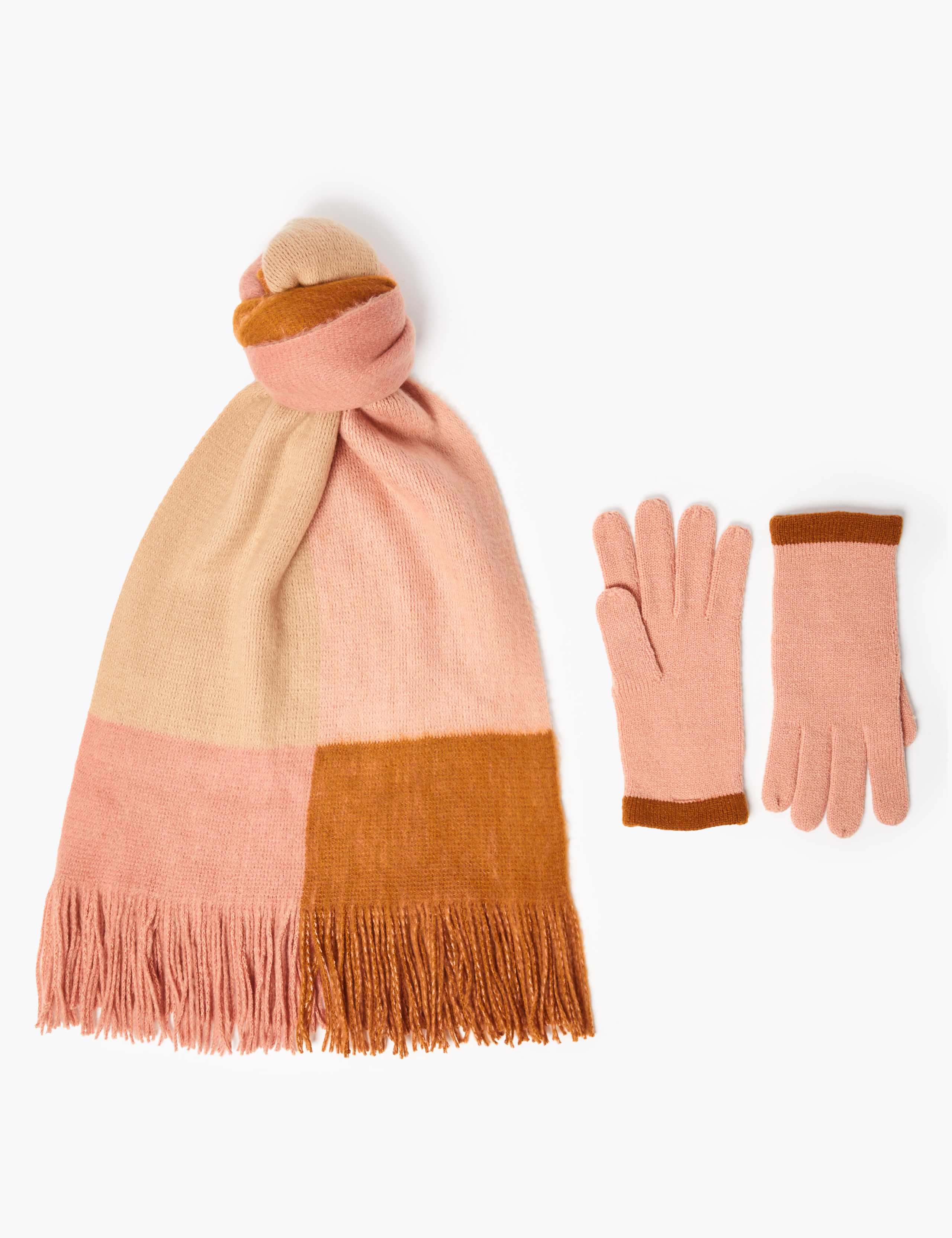 Colour Block Scarf & Gloves Set 2 of 3