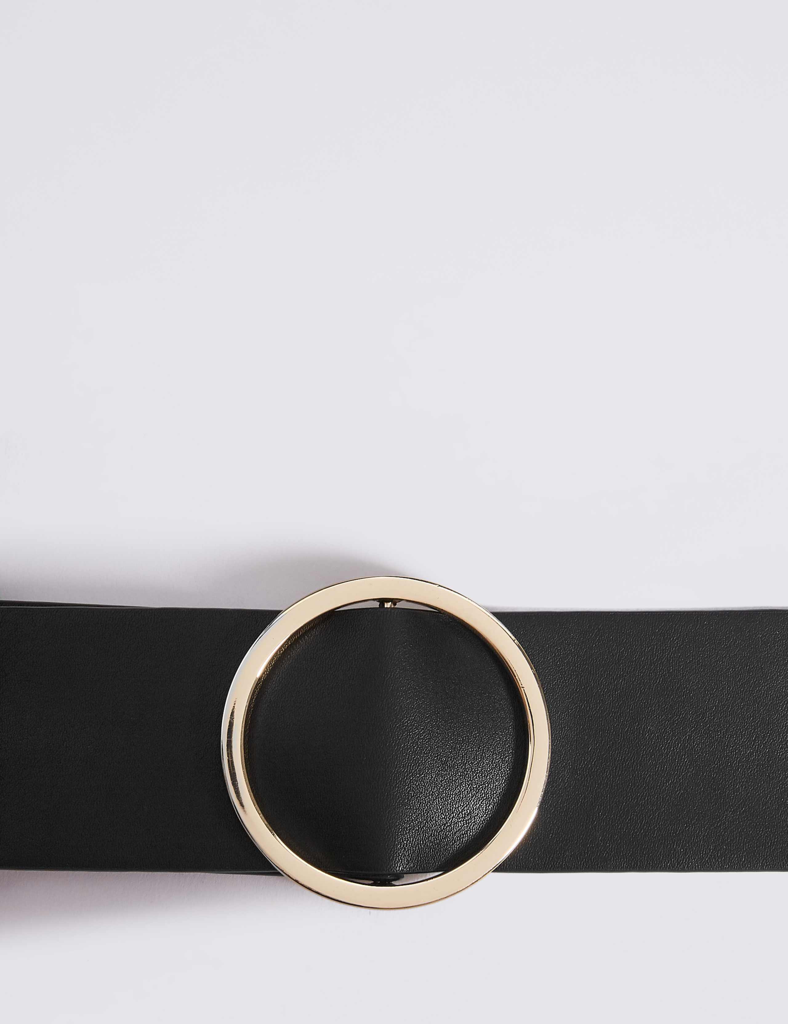 Faux Leather Round Buckle Waist Belt 3 of 3