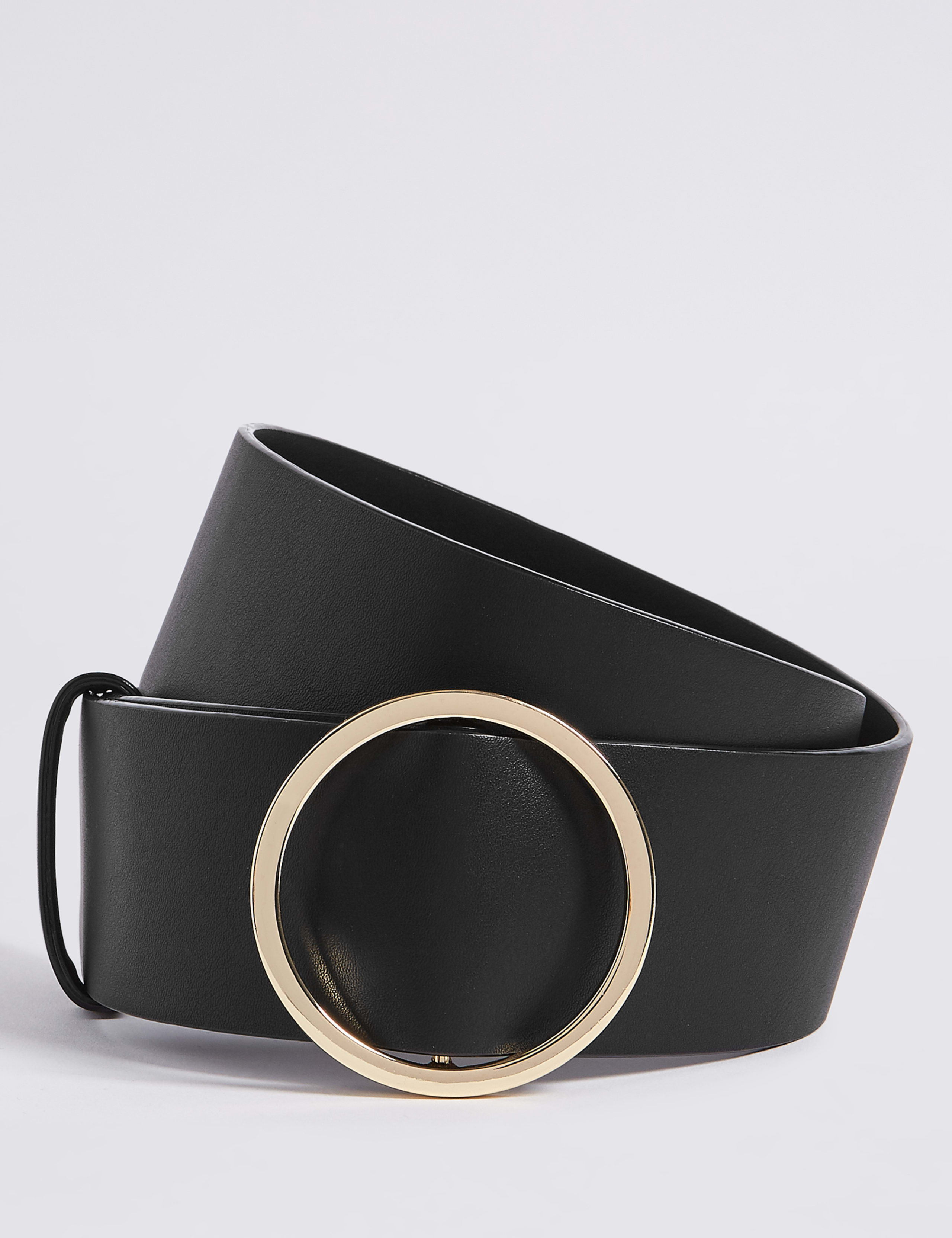 Faux Leather Round Buckle Waist Belt 2 of 3
