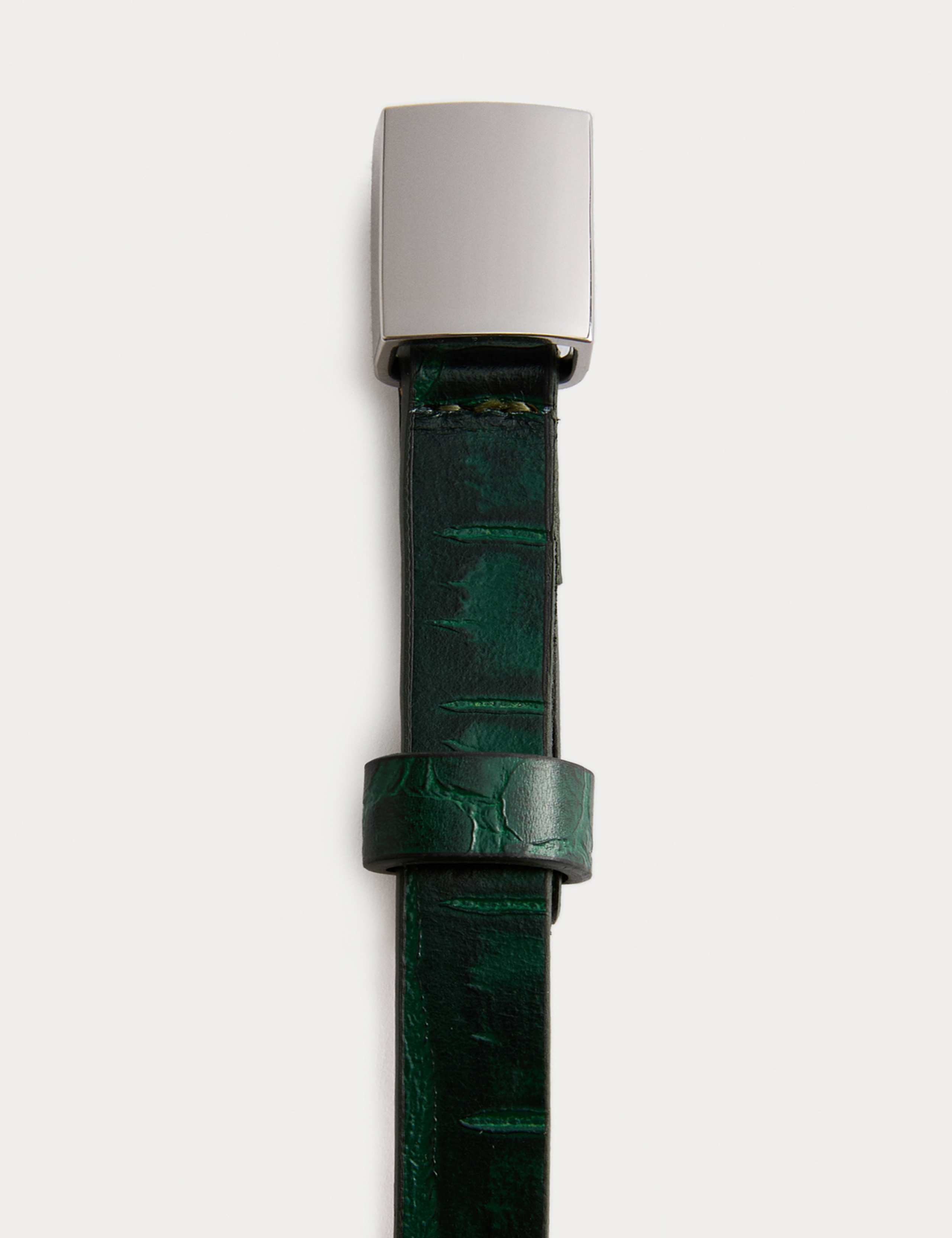 Leather Skinny Lizard Effect Jeans Belt 2 of 2