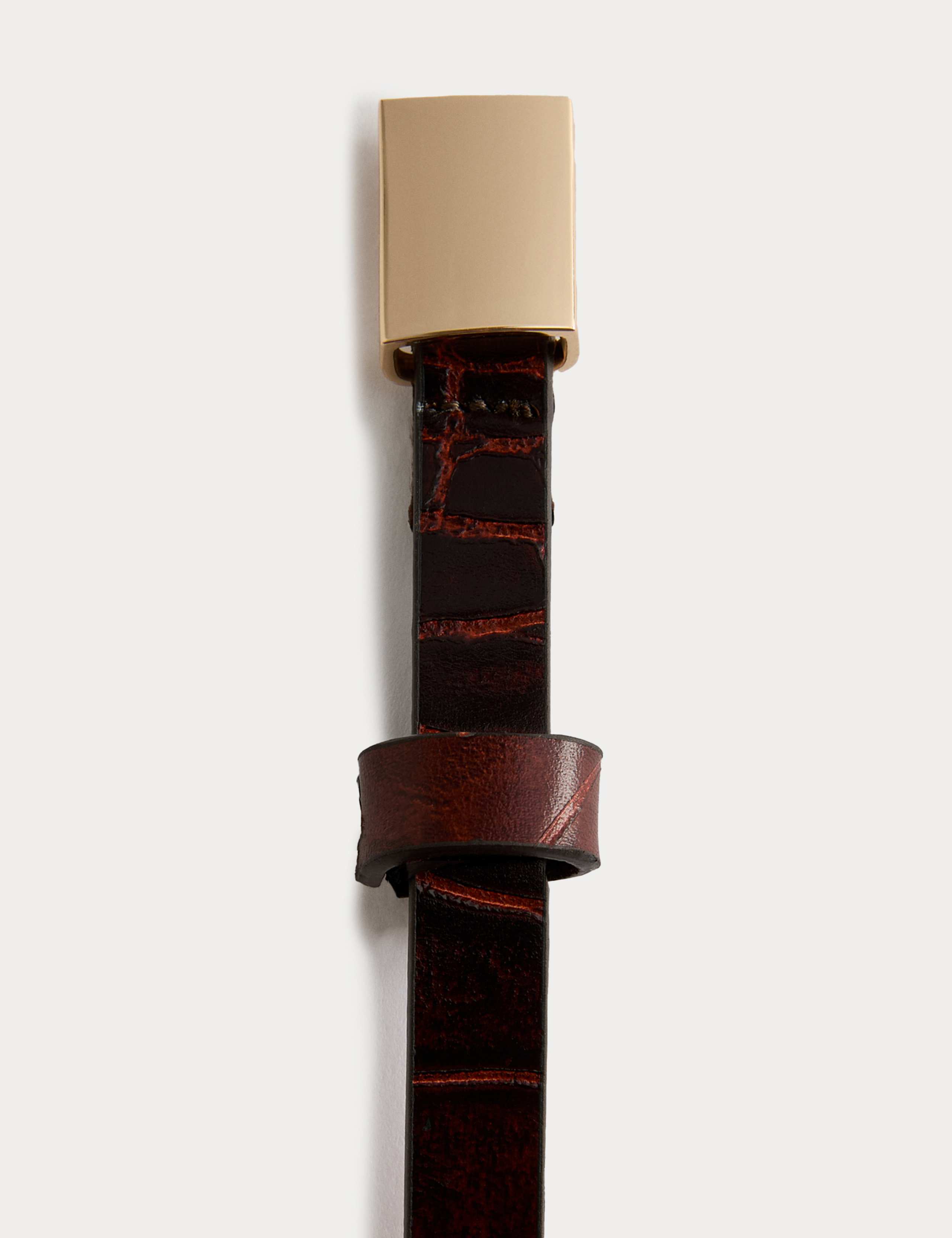 Leather Skinny Lizard Effect Jeans Belt 2 of 2