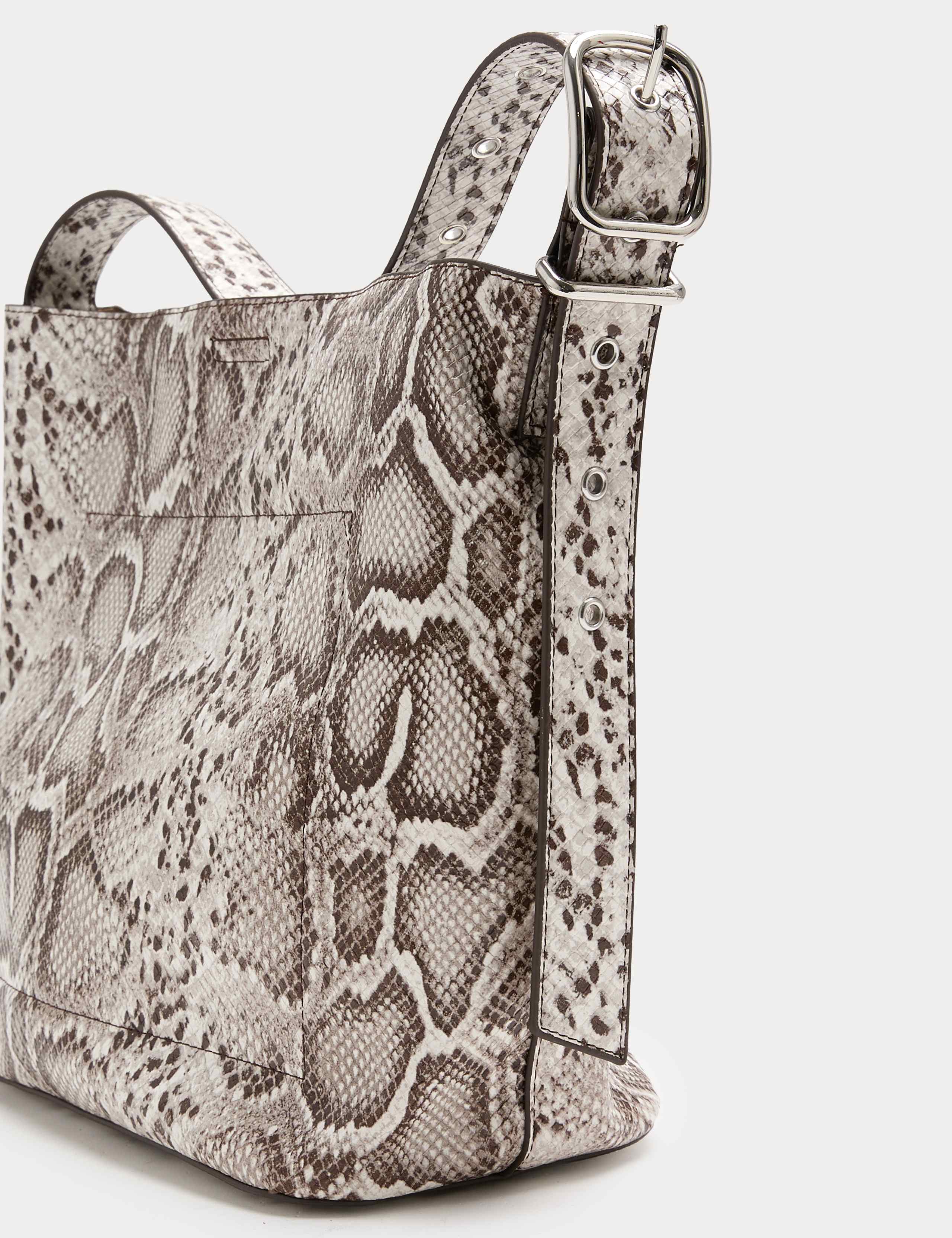 Faux Leather Snakeskin Print Mini Bucket Bag 2 of 3