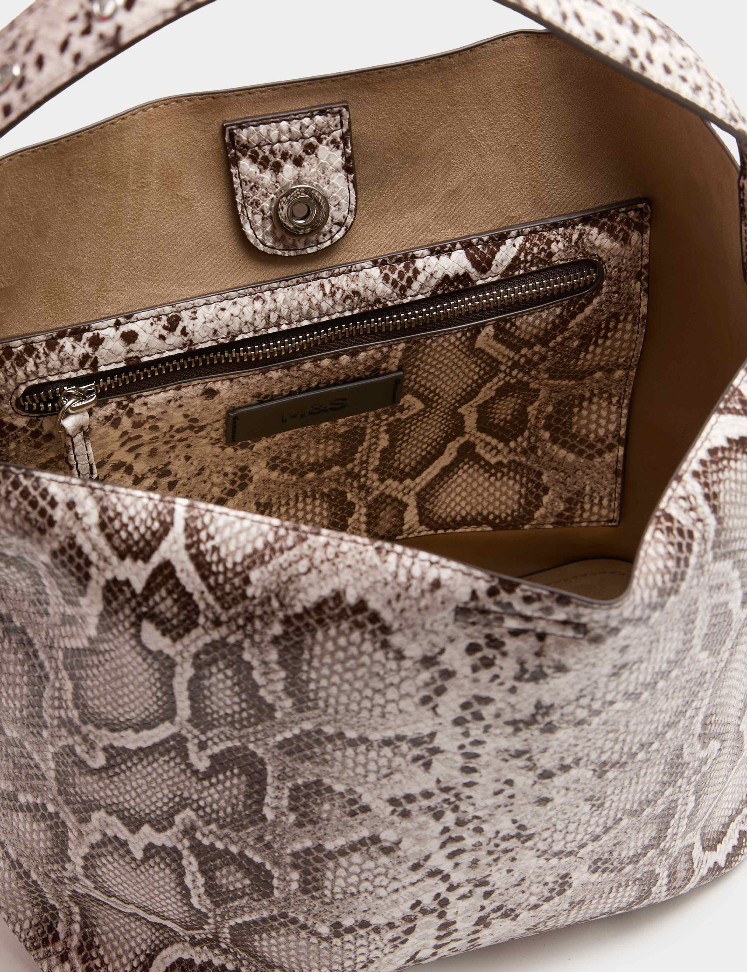 Faux Leather Snakeskin Print Mini Bucket Bag 3 of 3