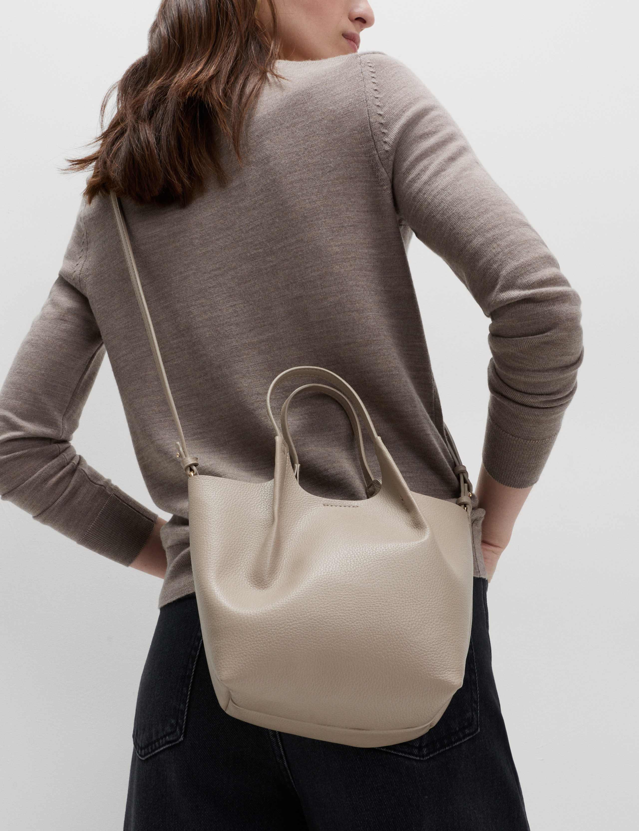 Faux Leather Pinched Mini Tote Bag 3 of 5