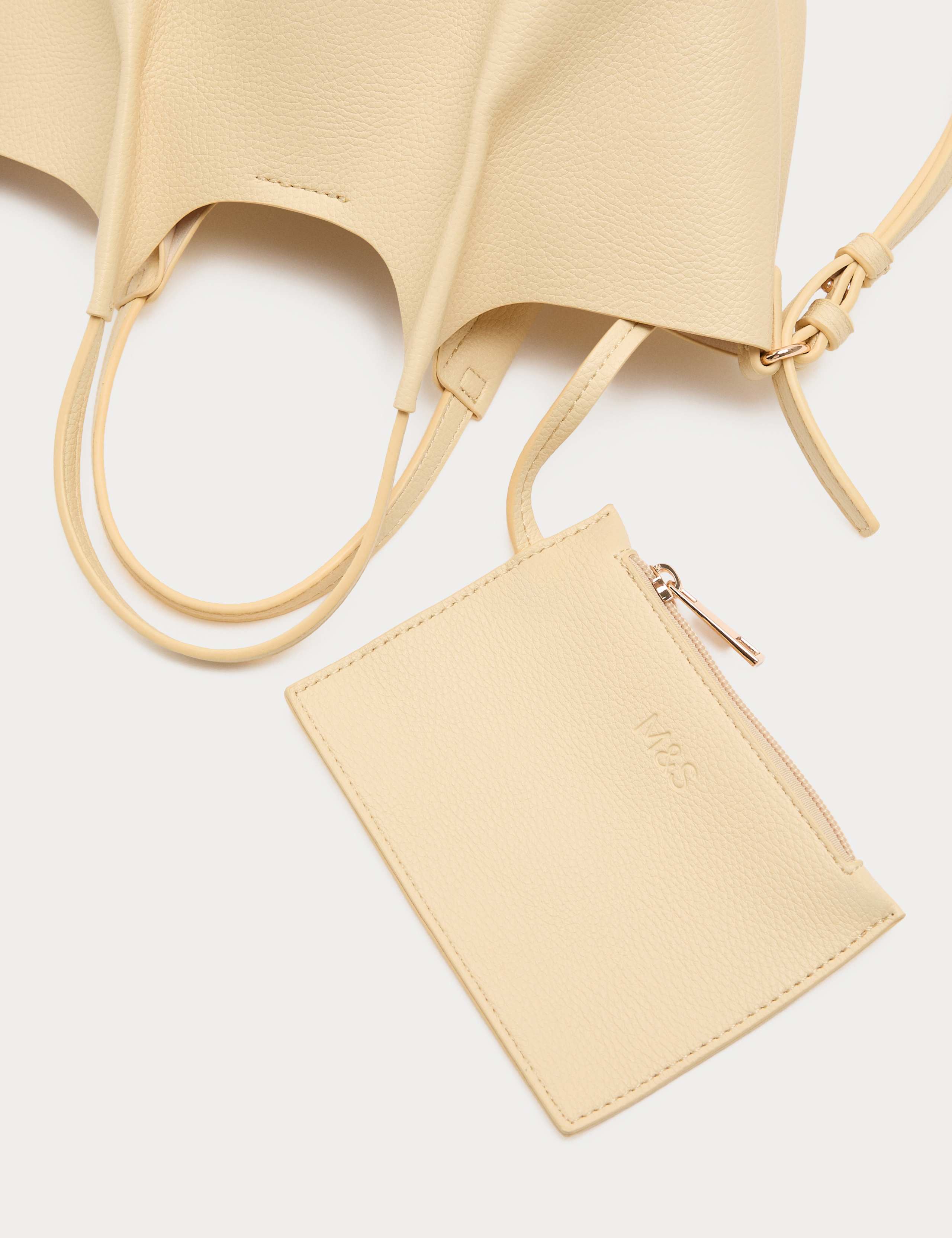 Faux Leather Pinched Mini Tote Bag 3 of 4