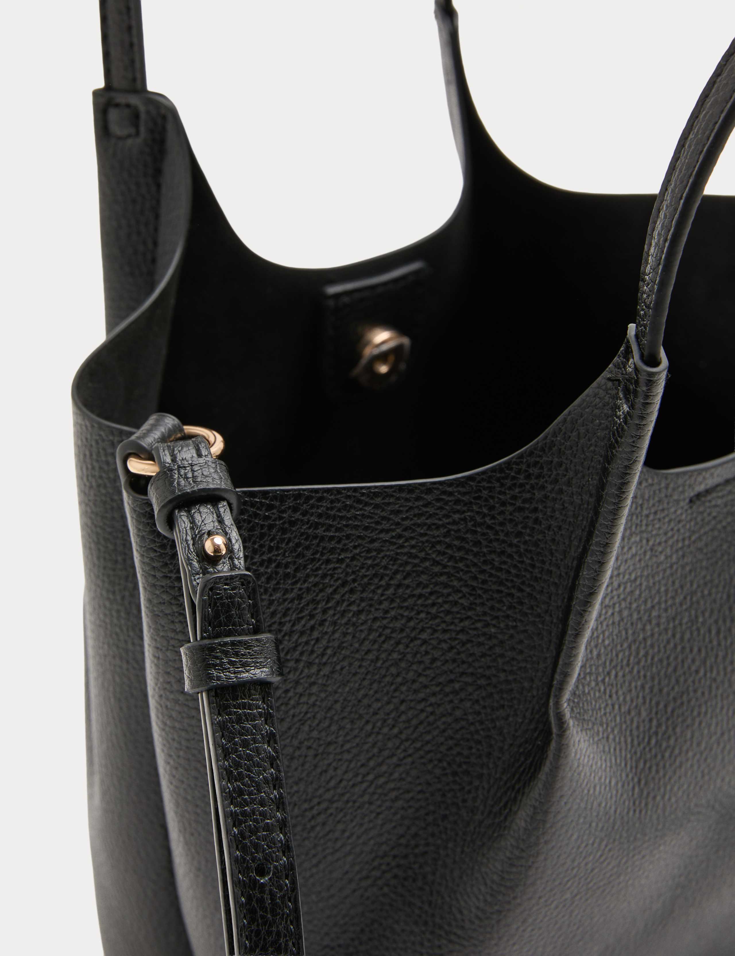 Faux Leather Pinched Mini Tote Bag 4 of 4