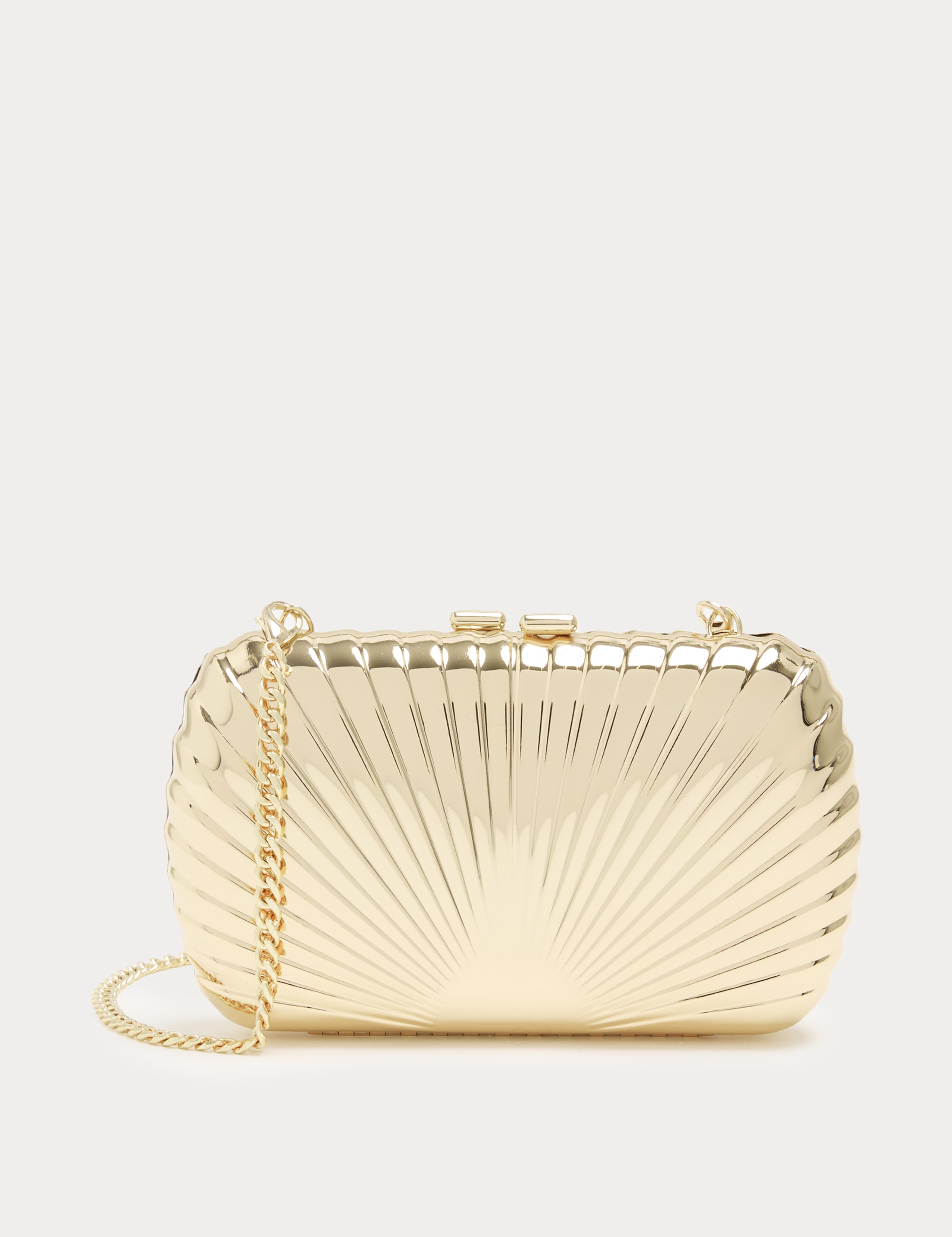 Gold Textured Chain Strap Clutch Bag 2 of 3