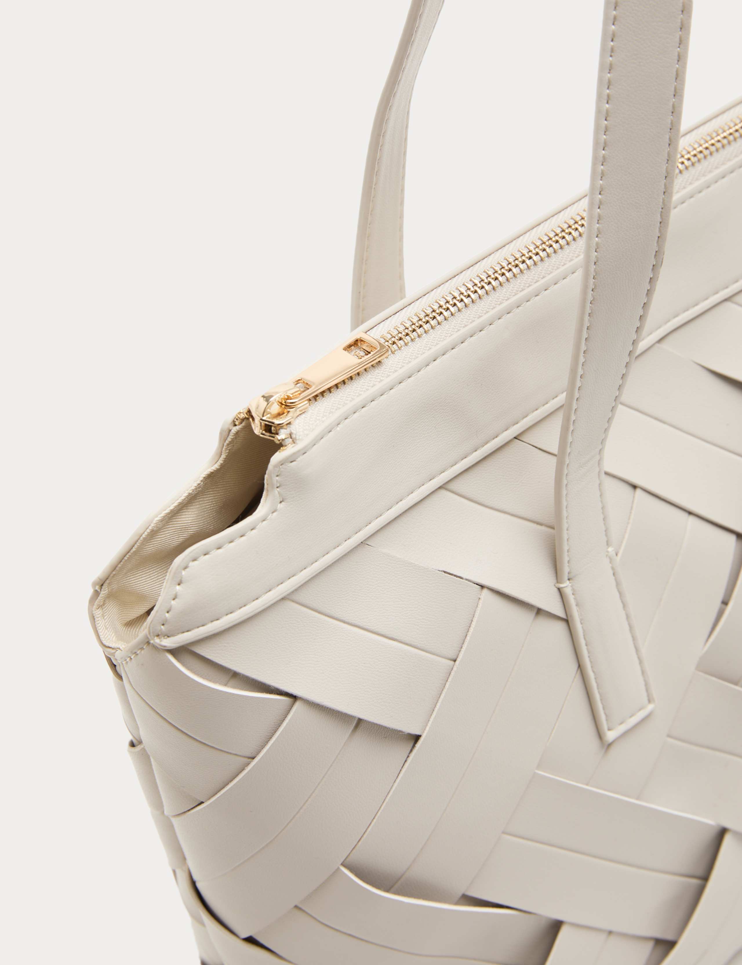 Faux Leather Woven Shoulder Bag 1 of 3