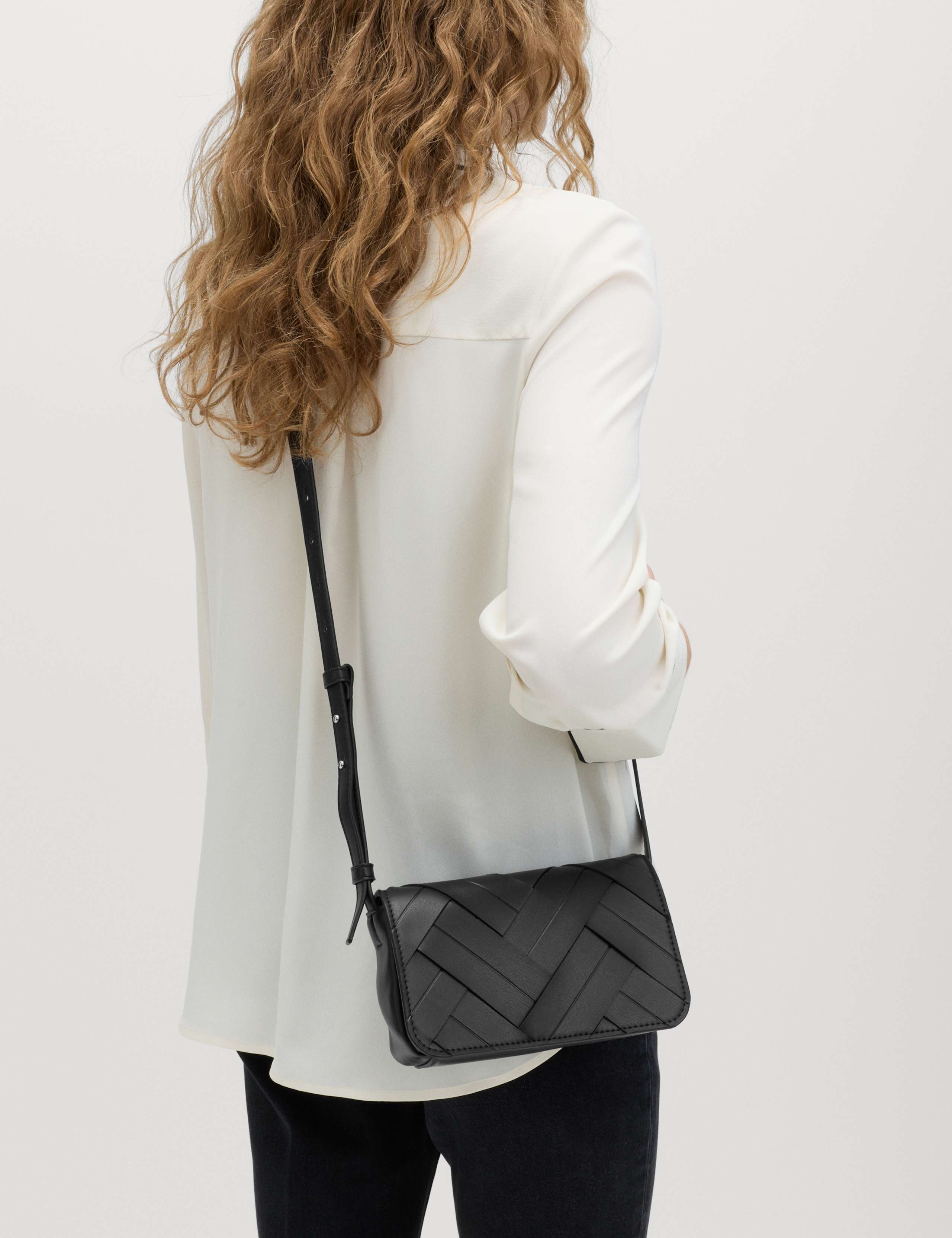 Faux Leather Woven Mini Cross Body Bag 1 of 3