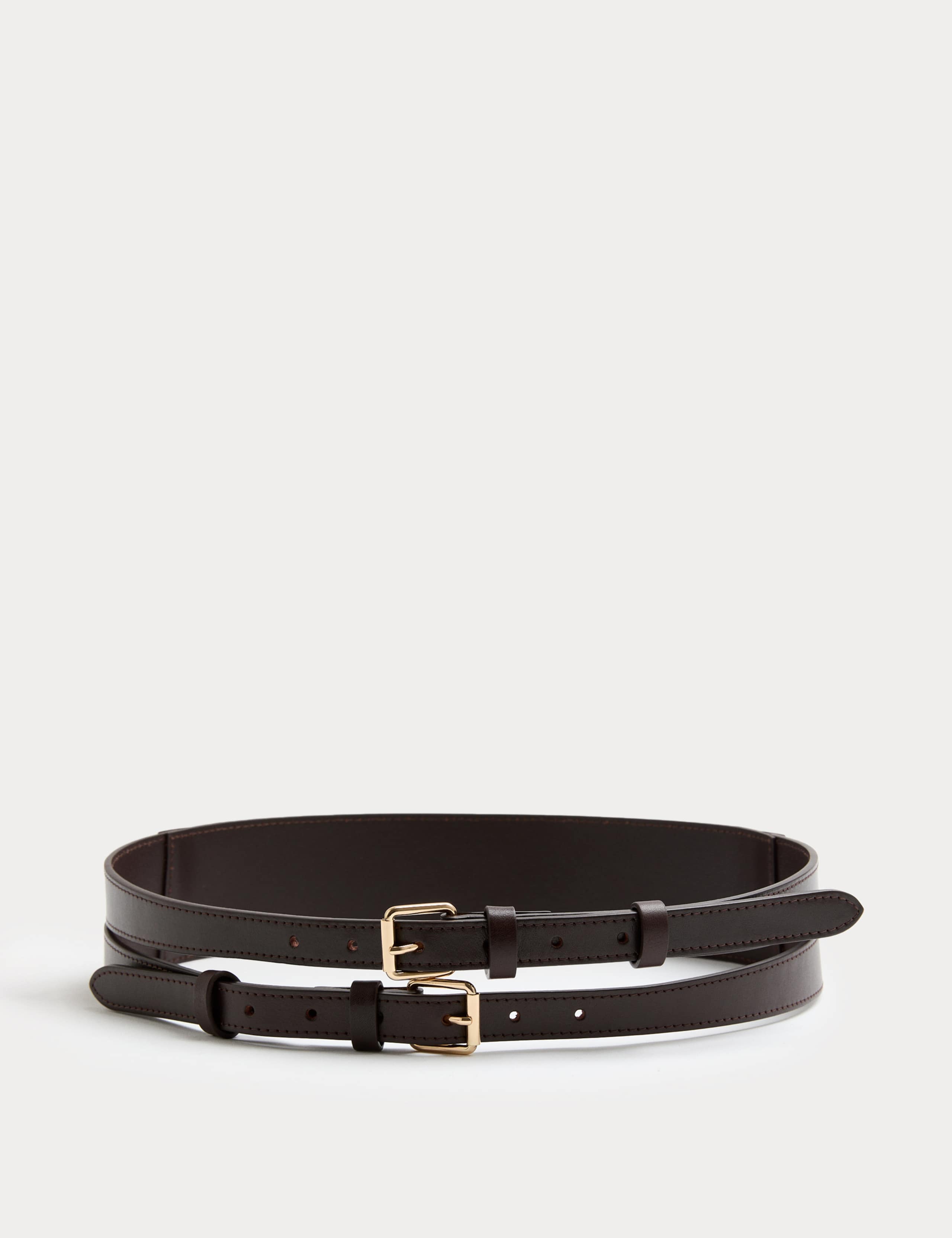 Double Strap Leather Belt 1 of 2