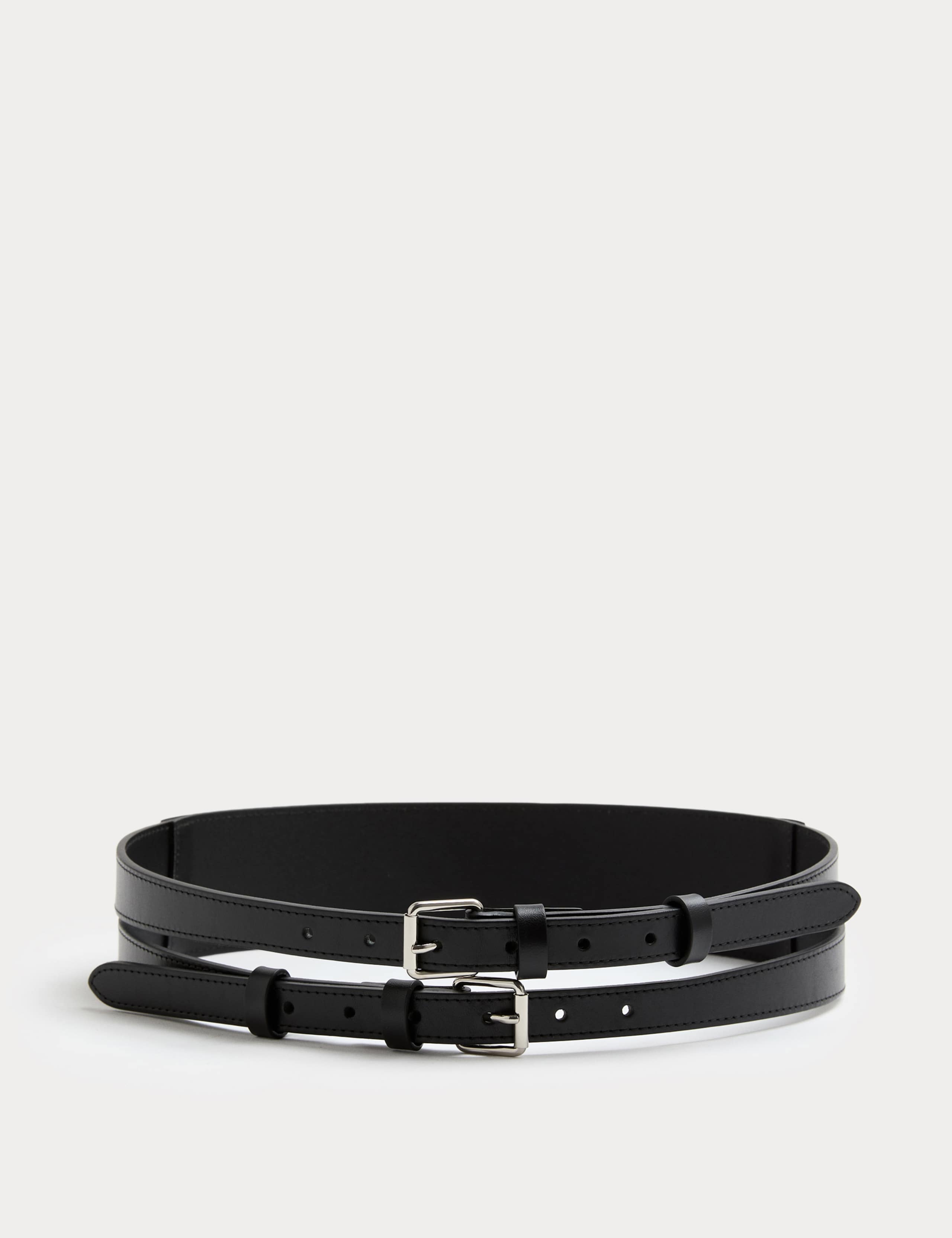 Double Strap Leather Belt 1 of 2