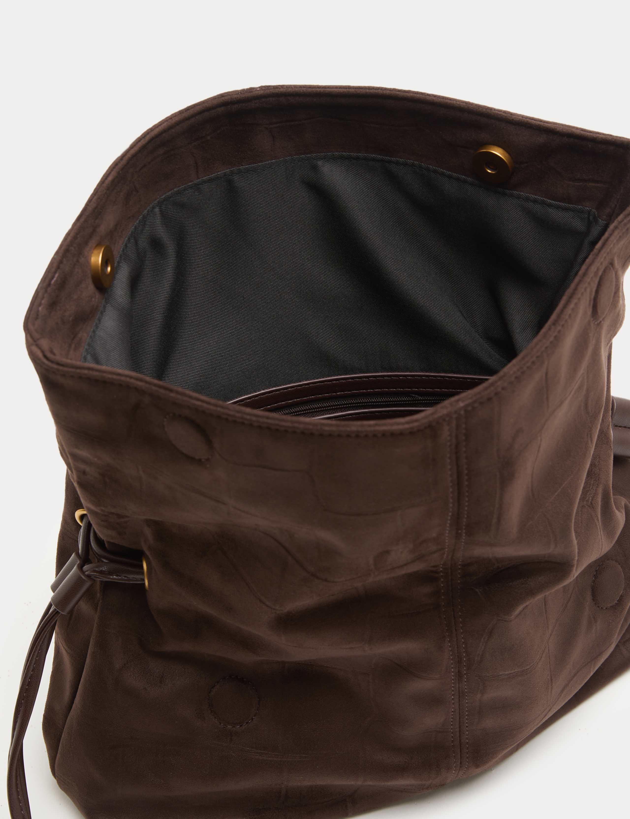 Suedette Ruched Fold-Over Clutch Bag 3 of 3