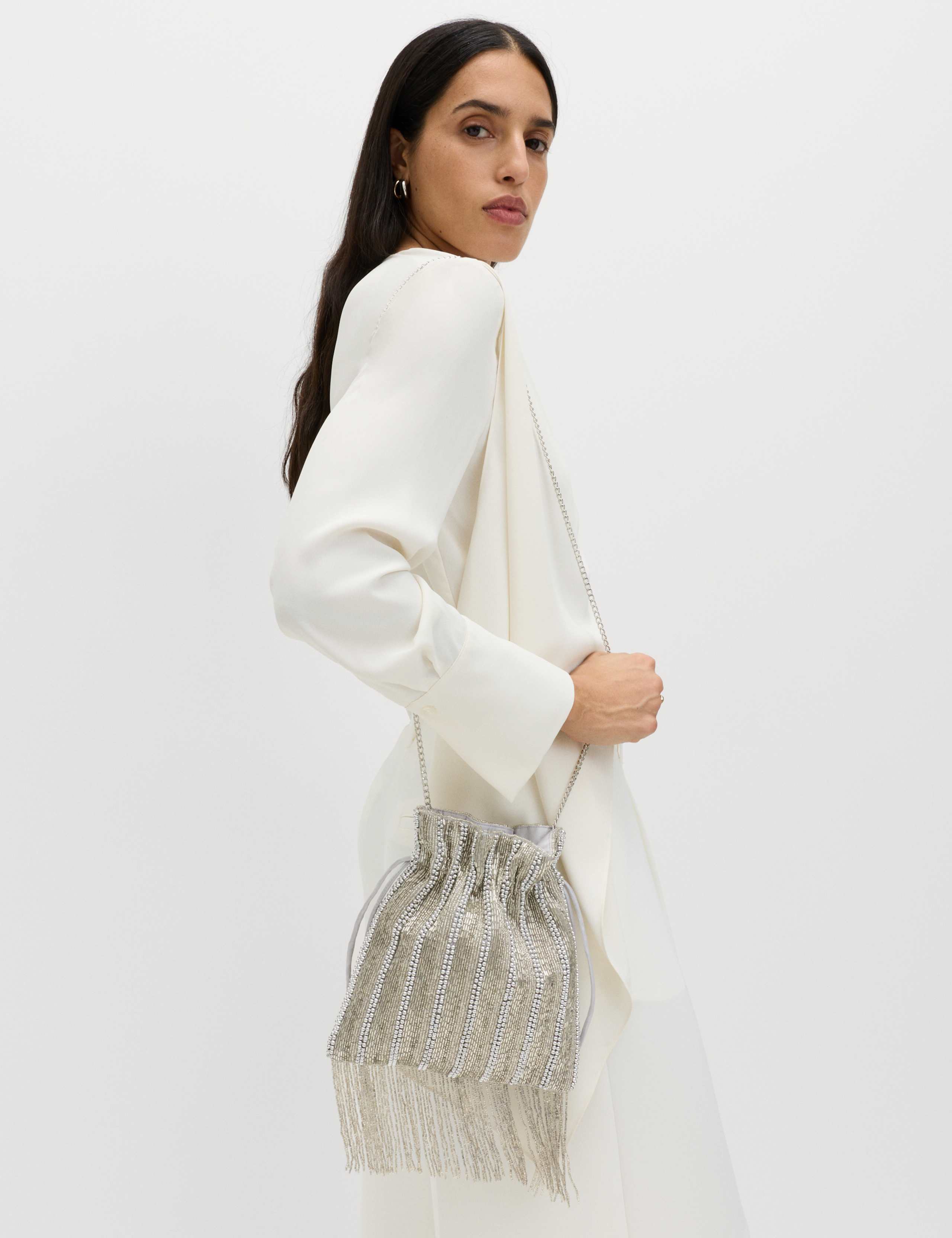 Beaded Tassel Drawstring Shoulder Bag 1 of 3