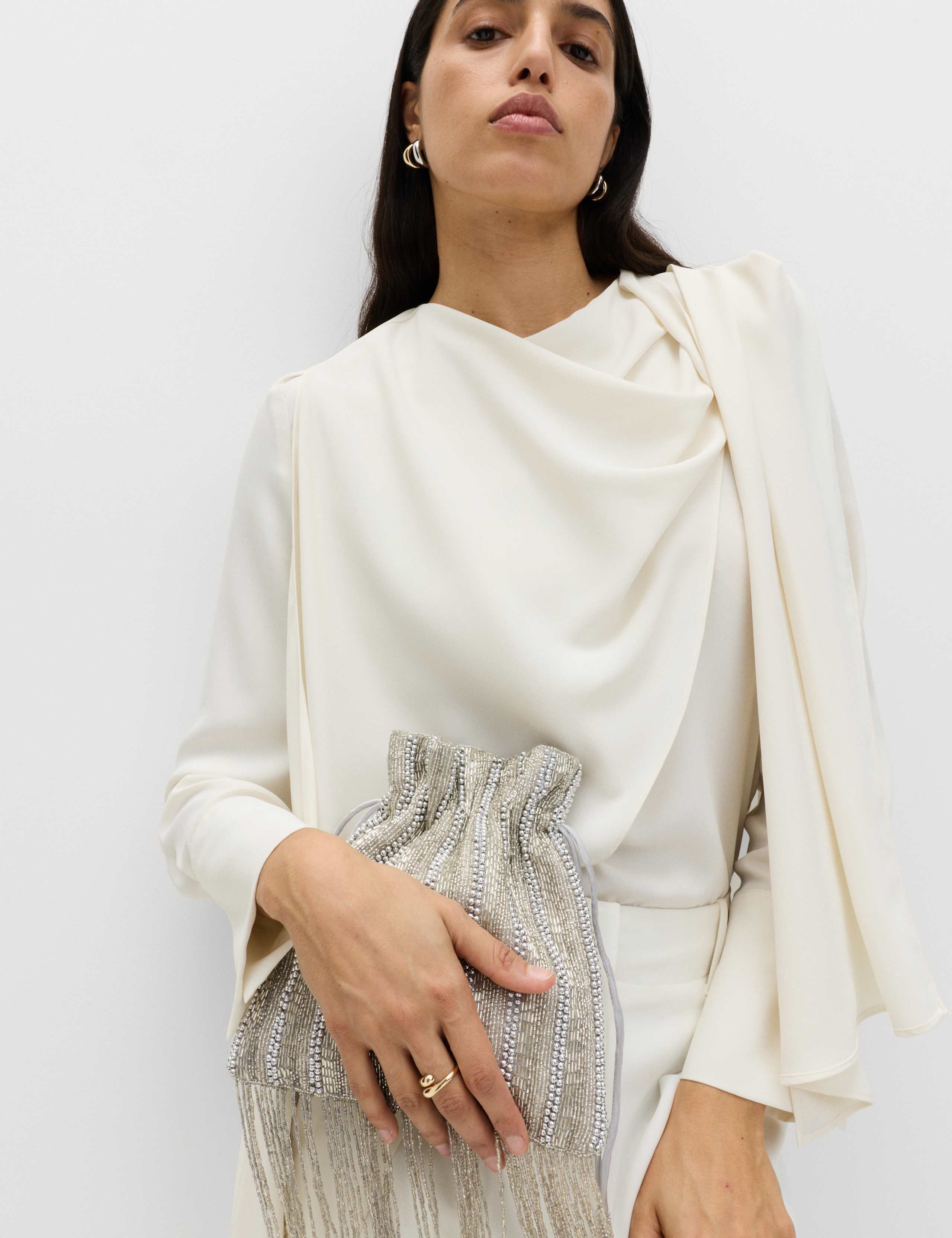 Beaded Tassel Drawstring Shoulder Bag 3 of 3