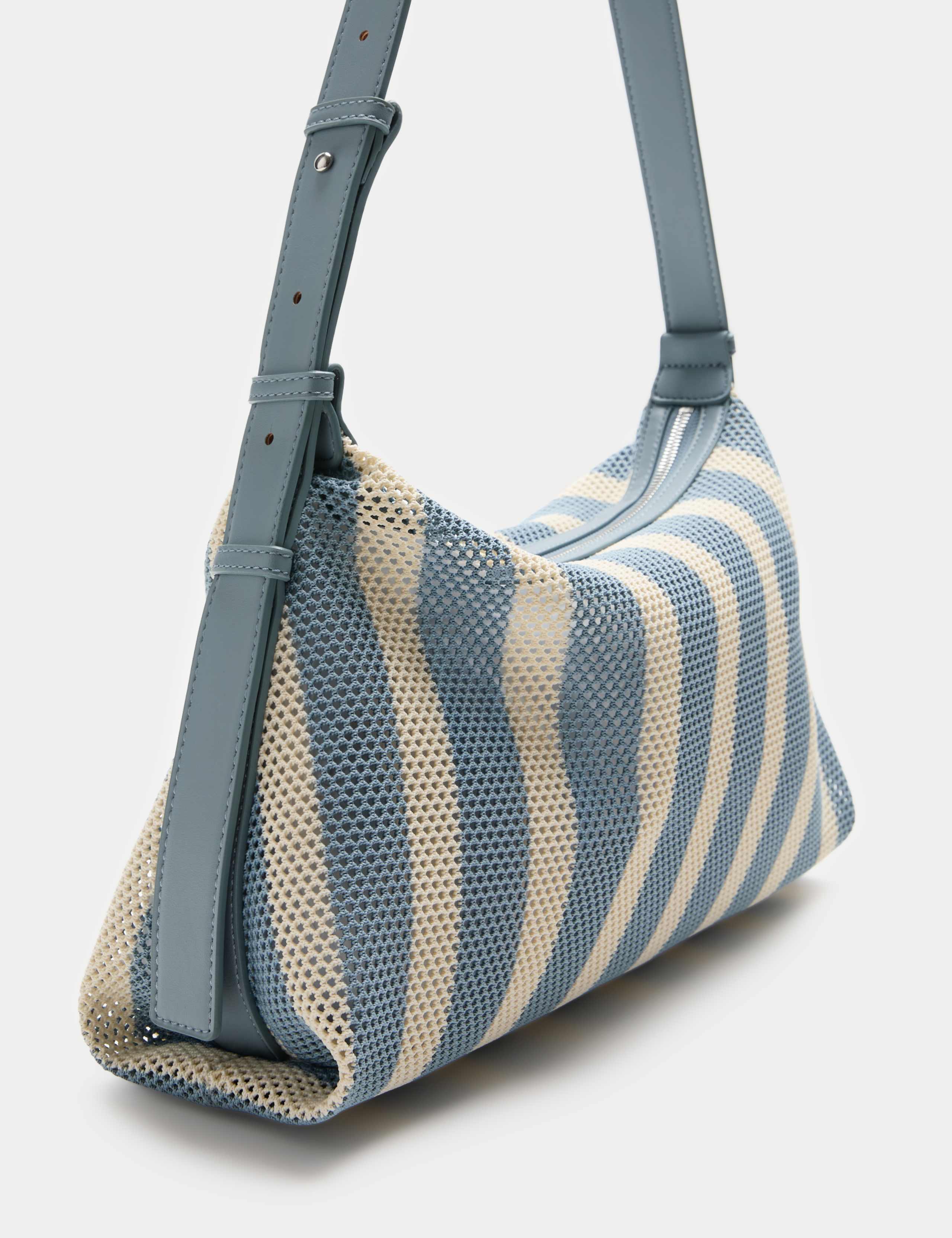 Mesh Striped Shoulder Cross Body Bag 2 of 4