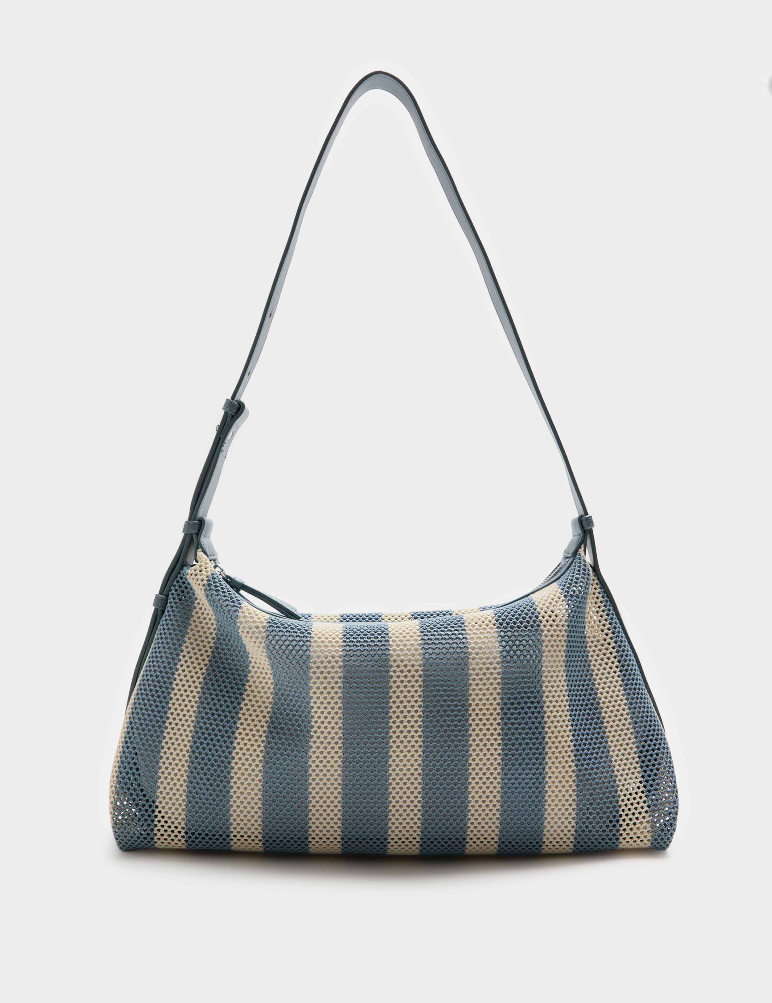 Mesh Striped Shoulder Cross Body Bag 1 of 4