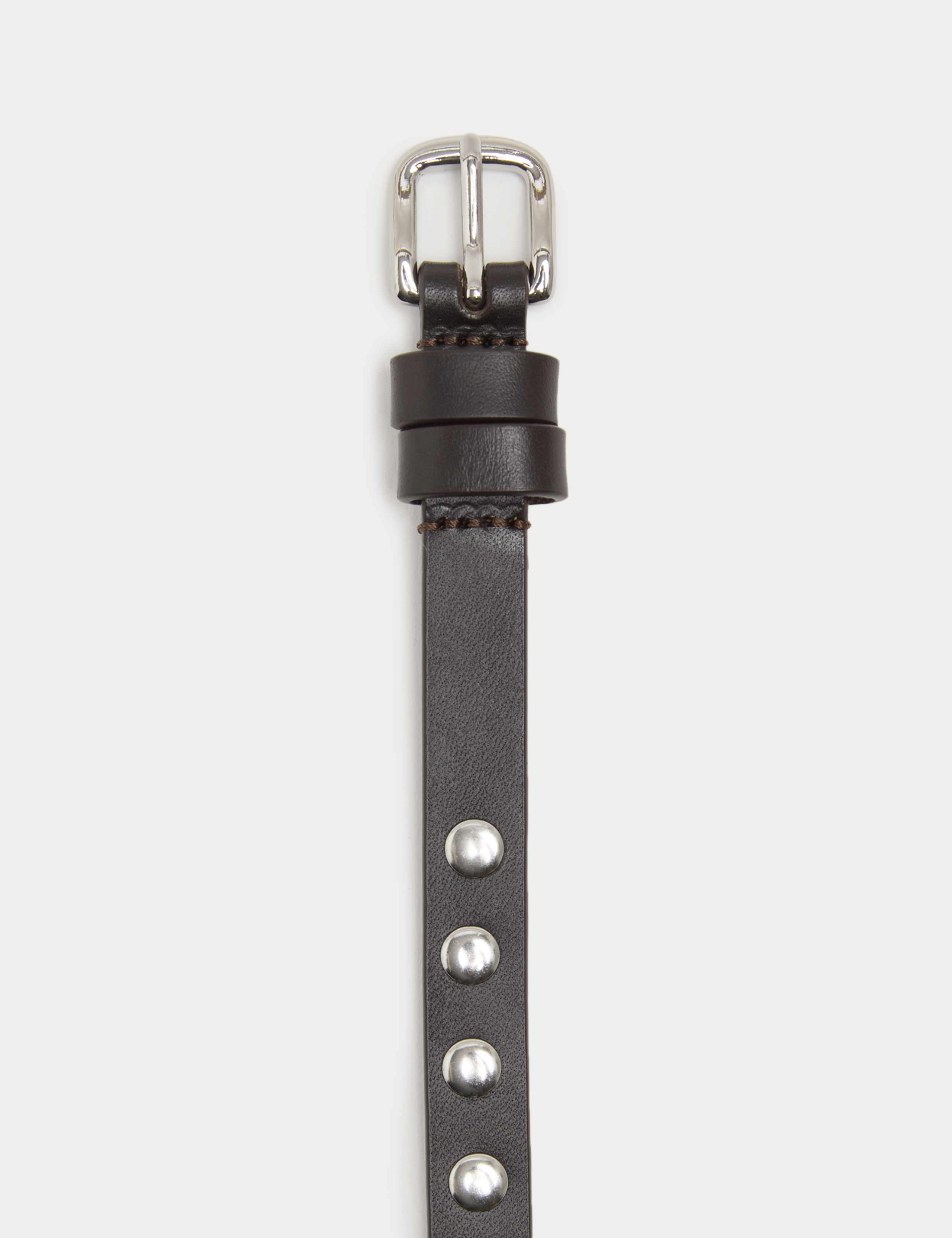 Leather Studded Skinny Waist Belt 2 of 2