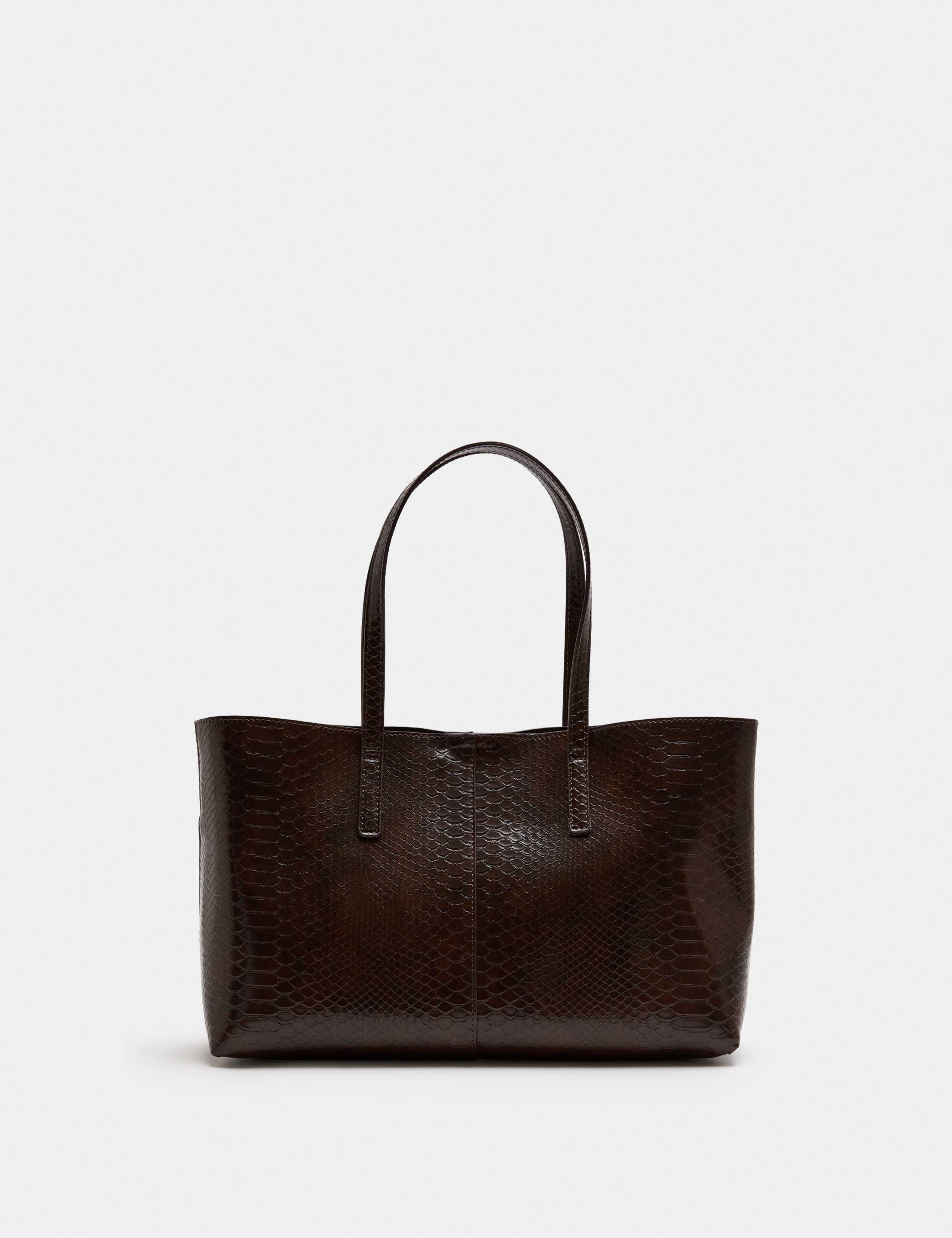 Croc Effect Top Handle Tote Bag 4 of 4
