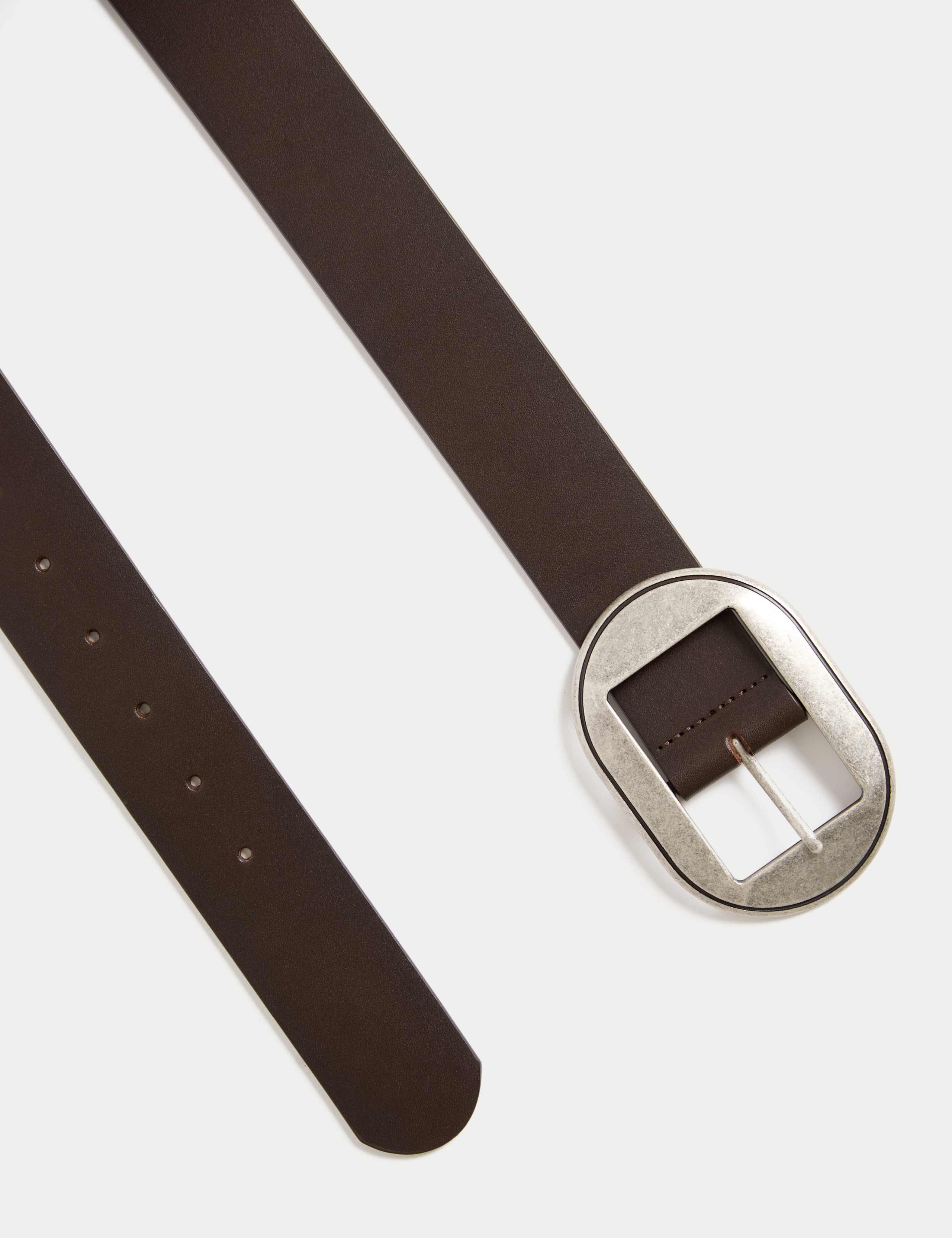 Leather Wide Buckle Jeans Belt 2 of 2