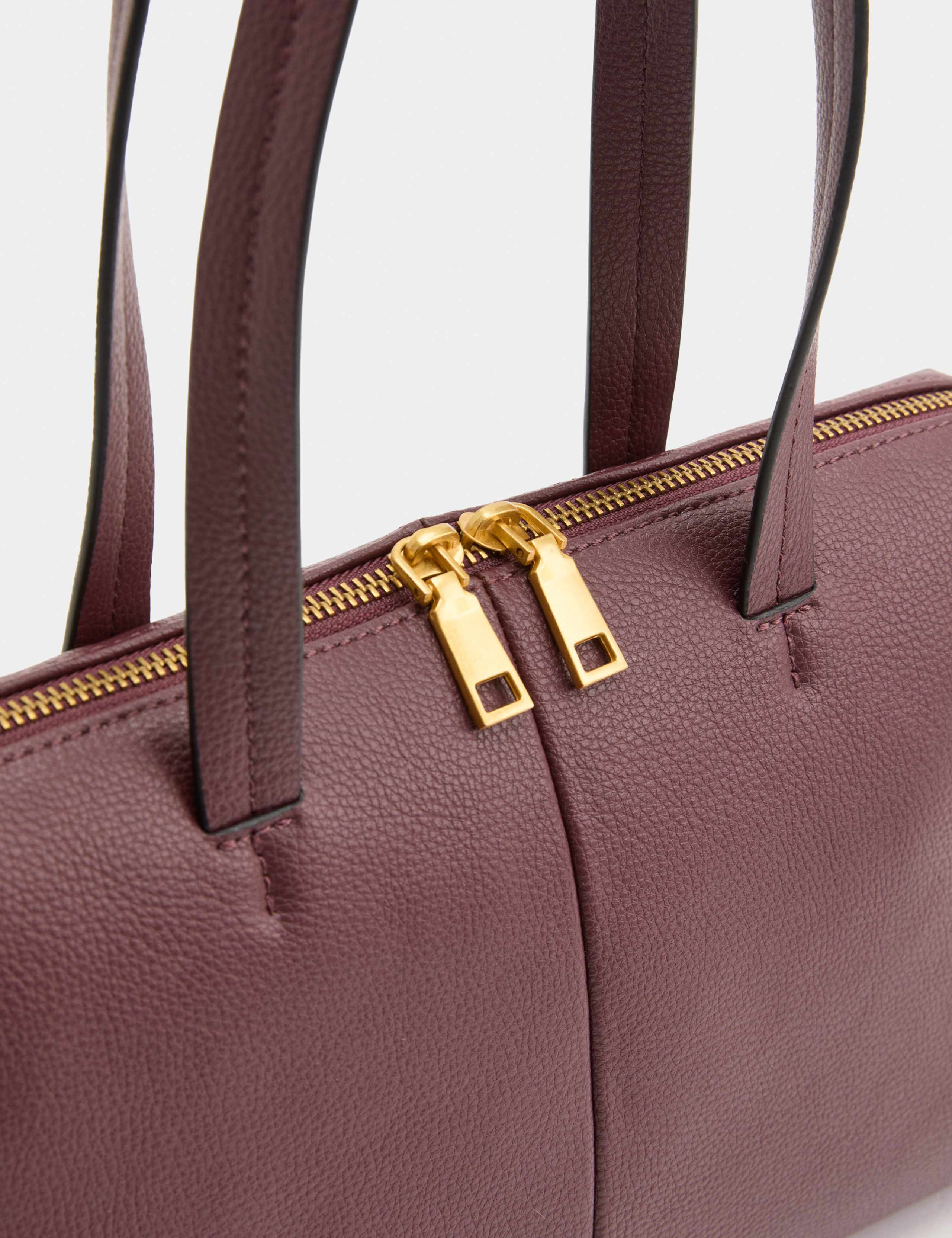 Leather Double Zip Grab Bowler Bag 4 of 4