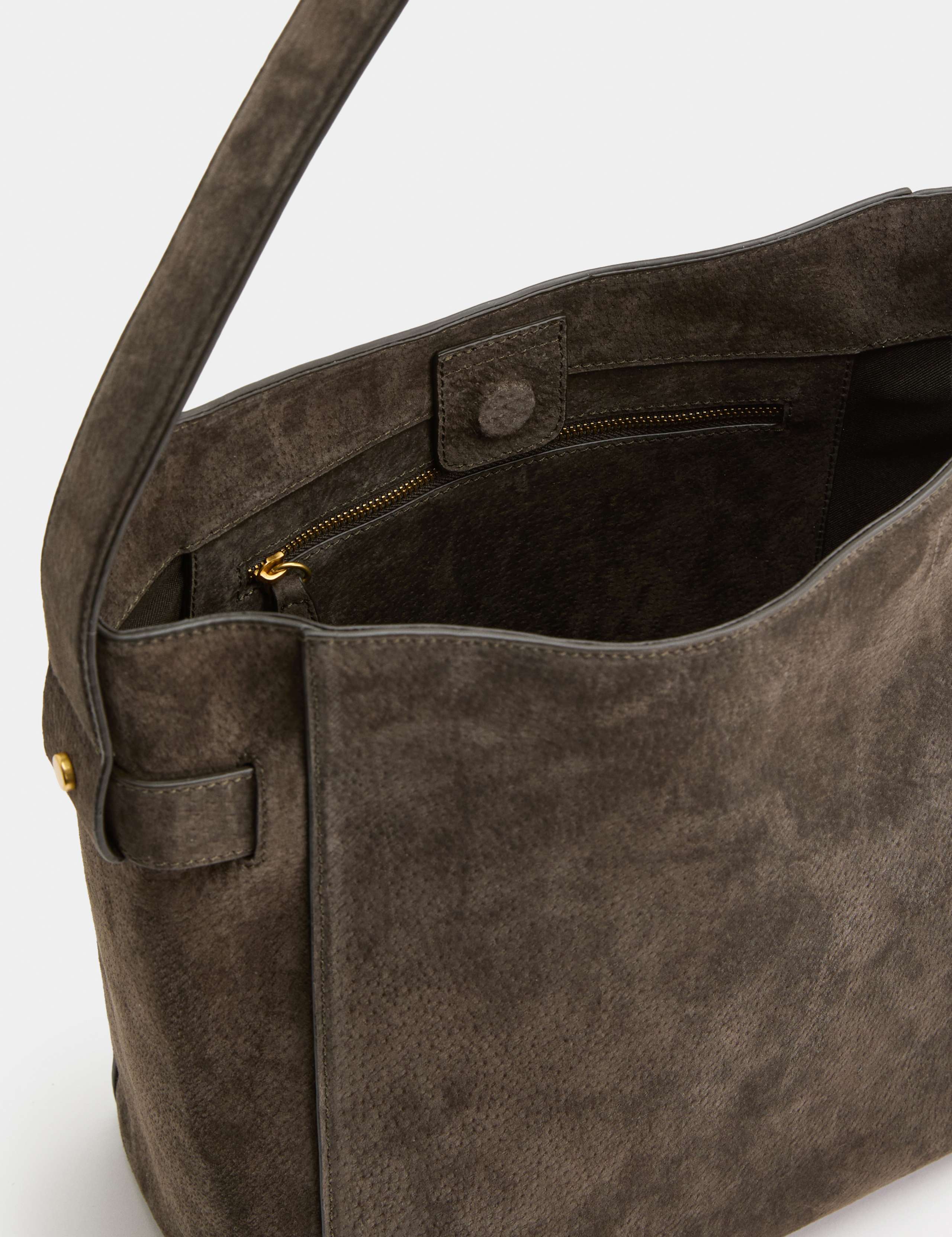 Suede Top Handle Bucket Bag 2 of 3
