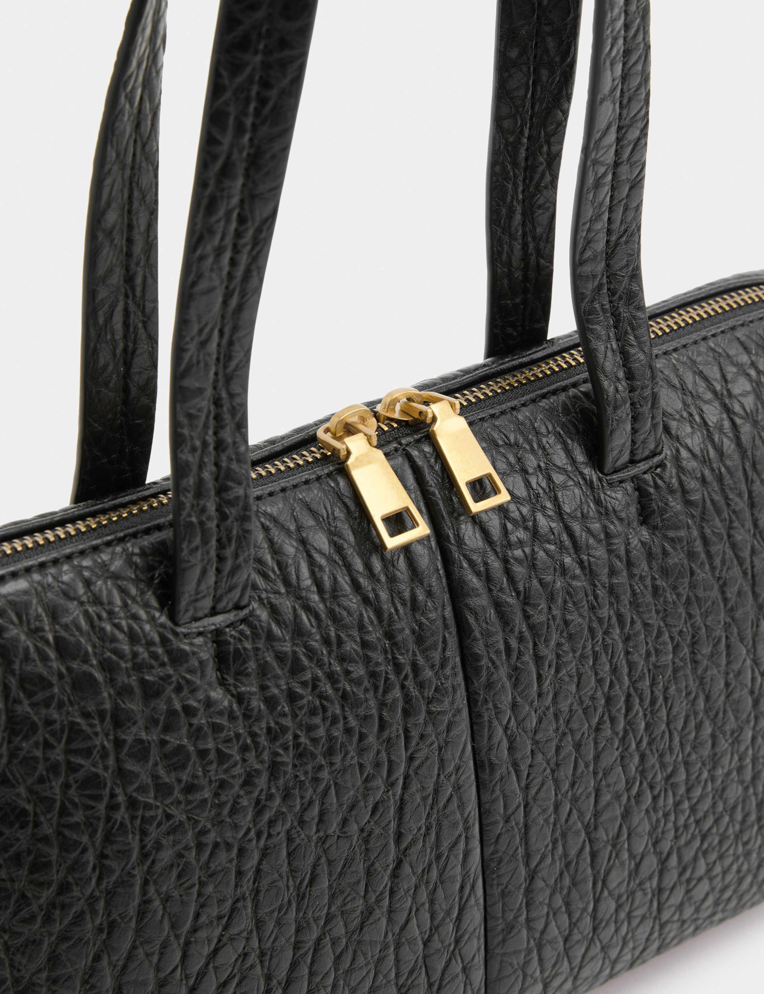 Textured Double Zip Grab Bowler Bag 4 of 4