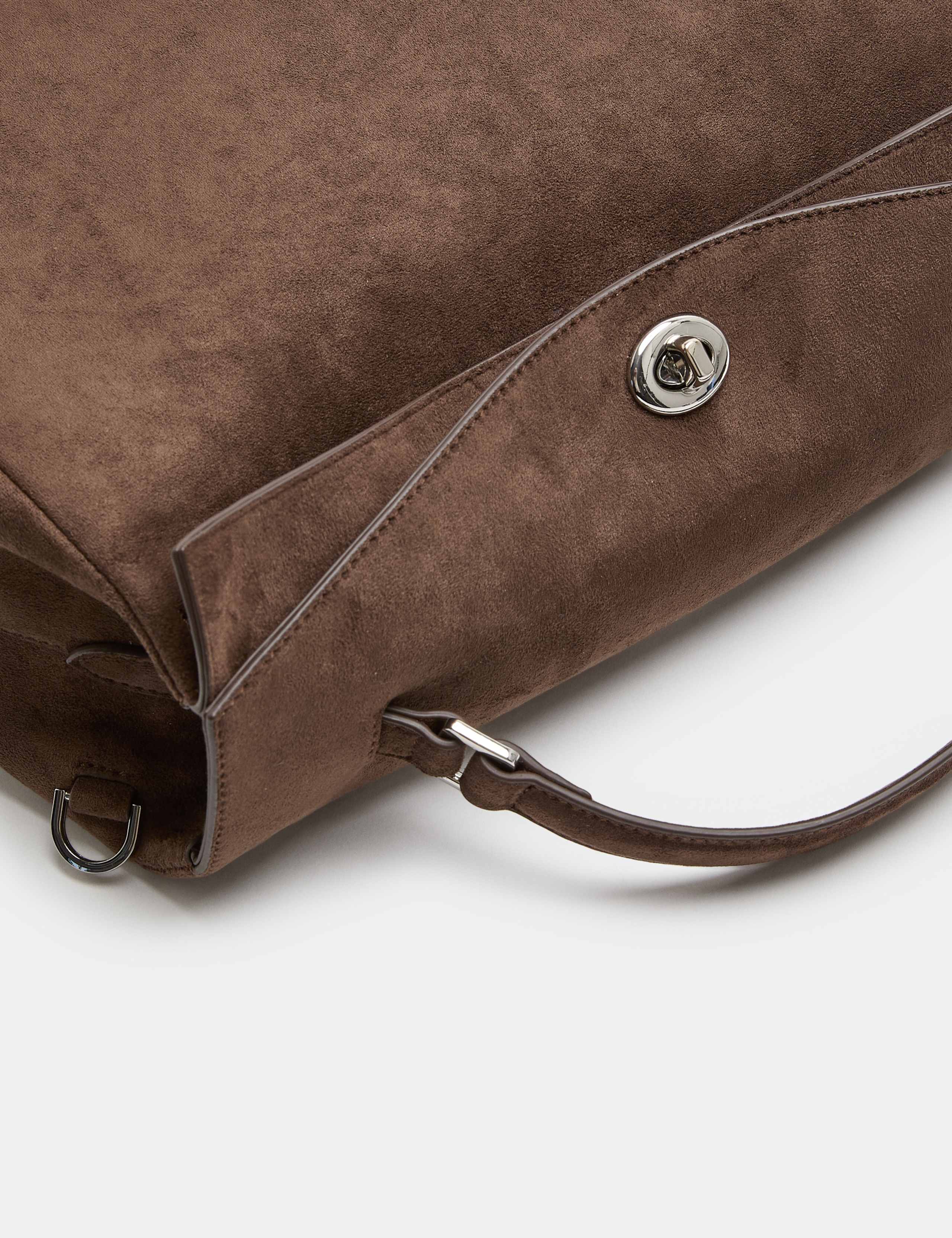 Faux Suede Fold Over Grab Bag 3 of 4