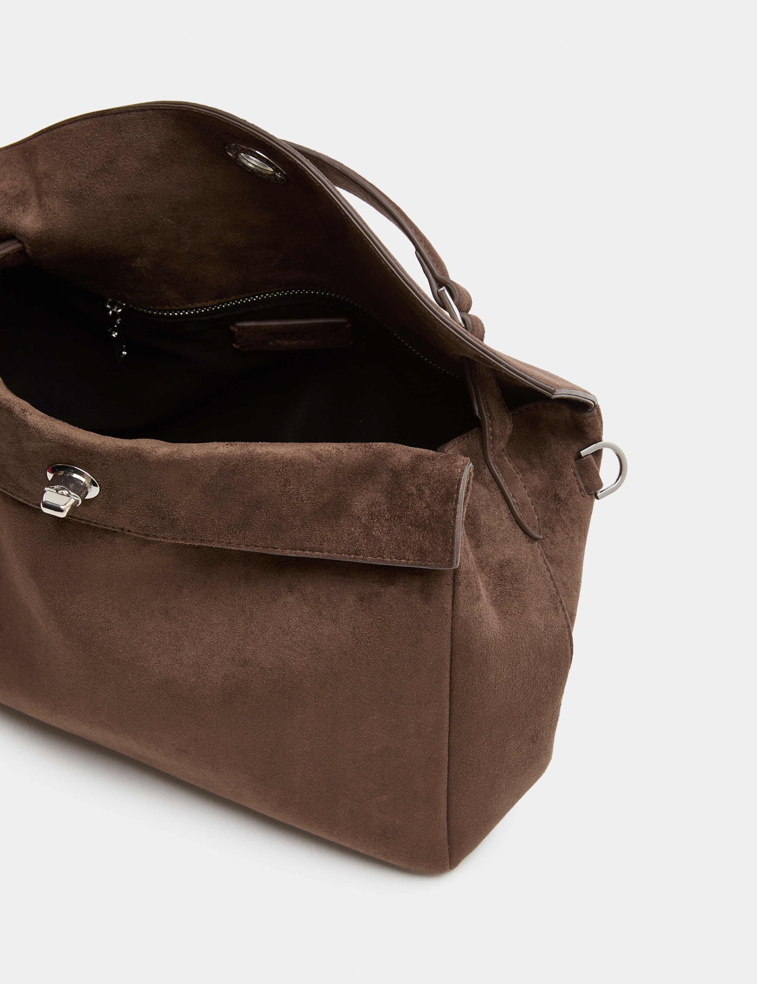 Faux Suede Fold Over Grab Bag 4 of 4