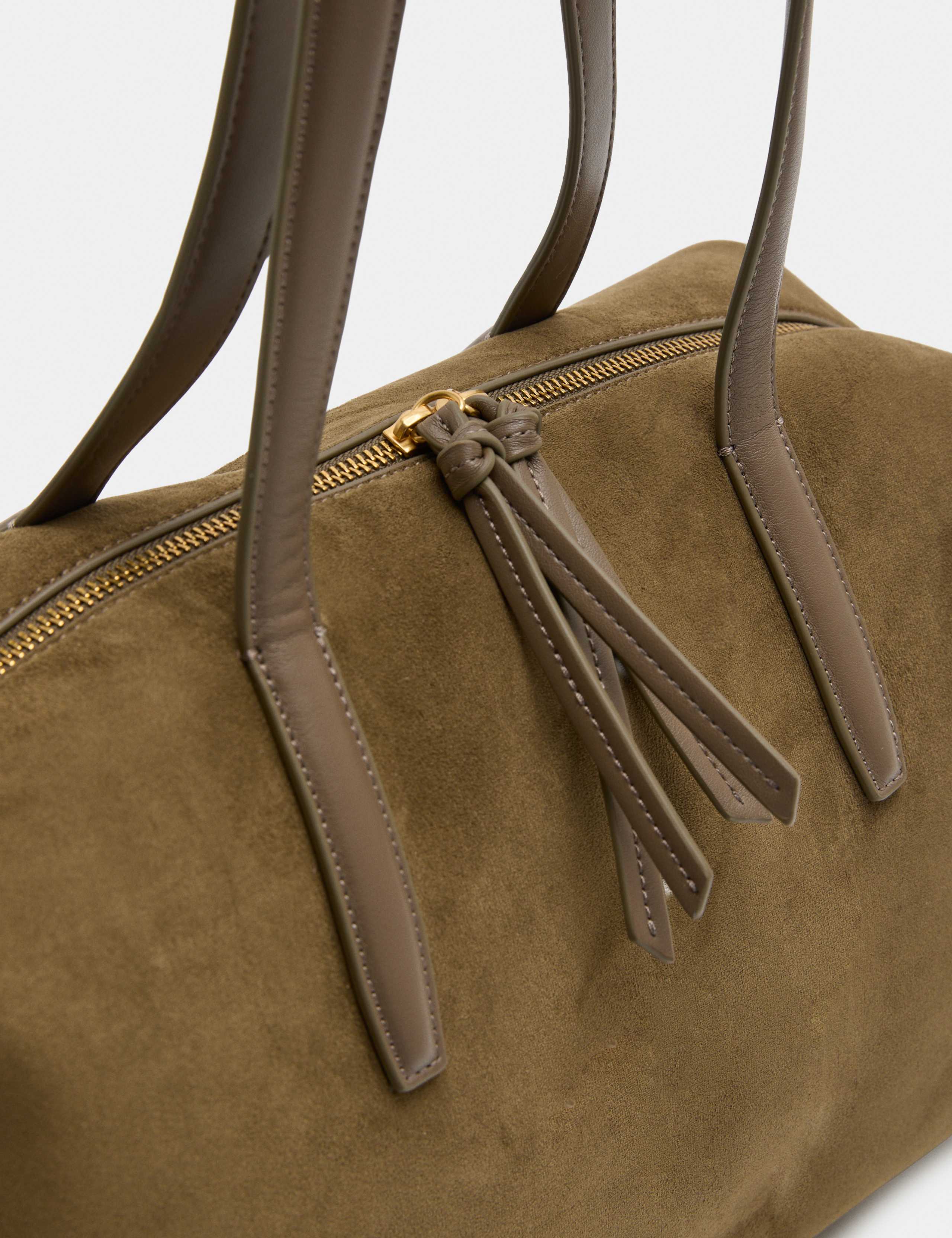 Faux Suede Bowler Bag 2 of 3