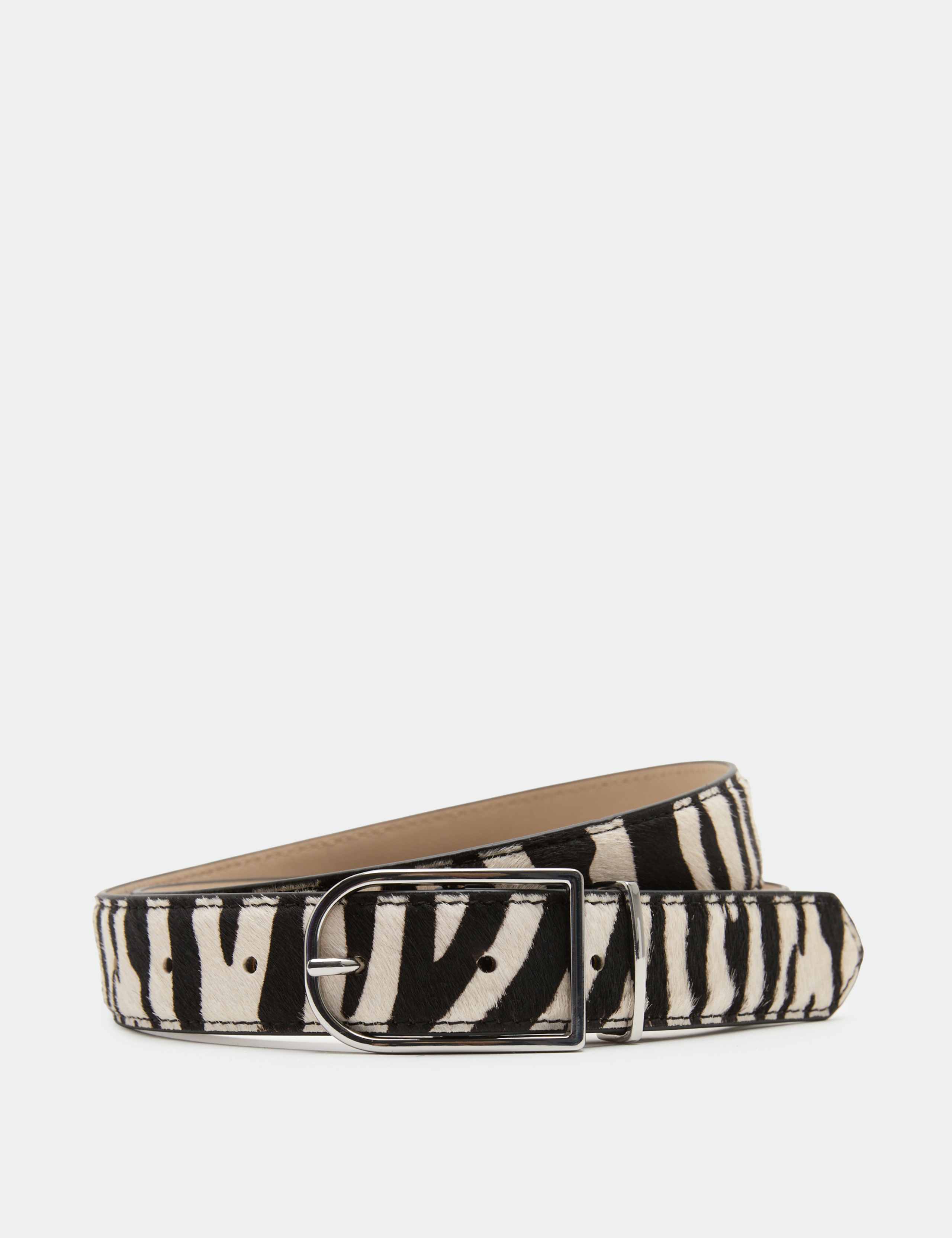 Hair On Leather Blend Animal Print Jeans Belt 1 of 2