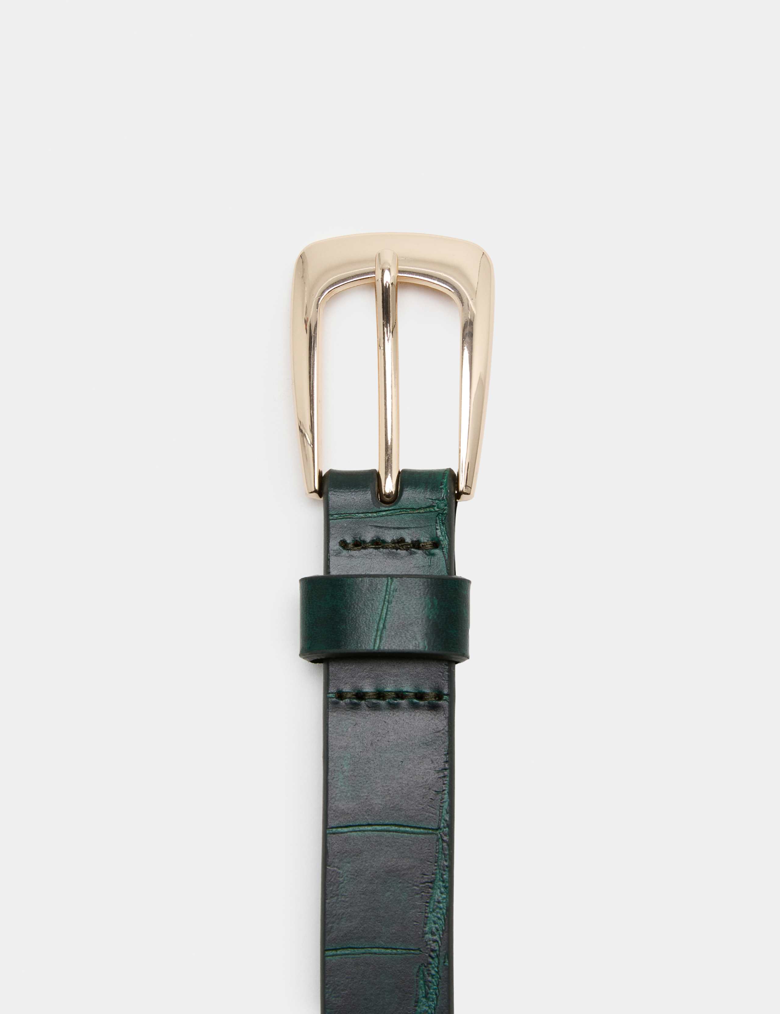Leather Croc Effect Covered Buckle Jeans Belt 2 of 2