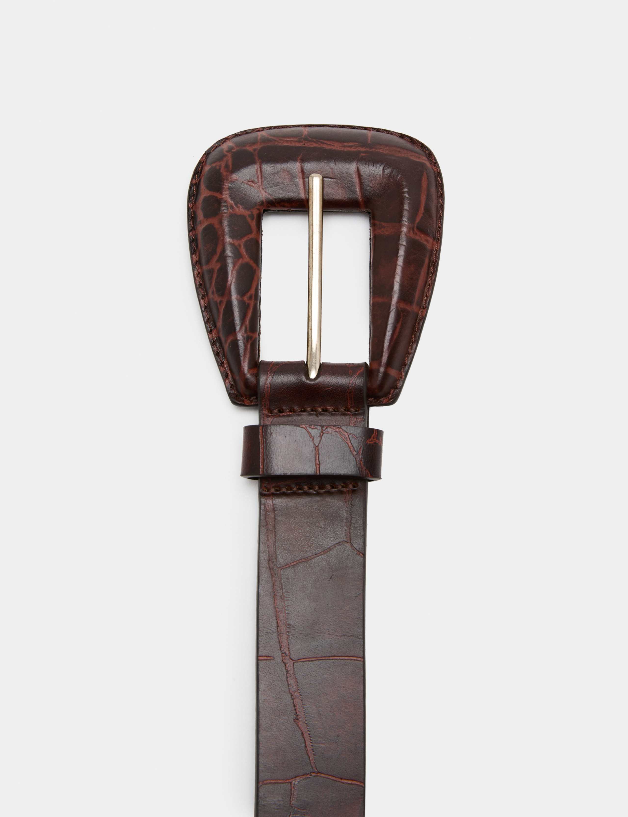 Leather Croc Effect Feature Buckle Belt 2 of 2