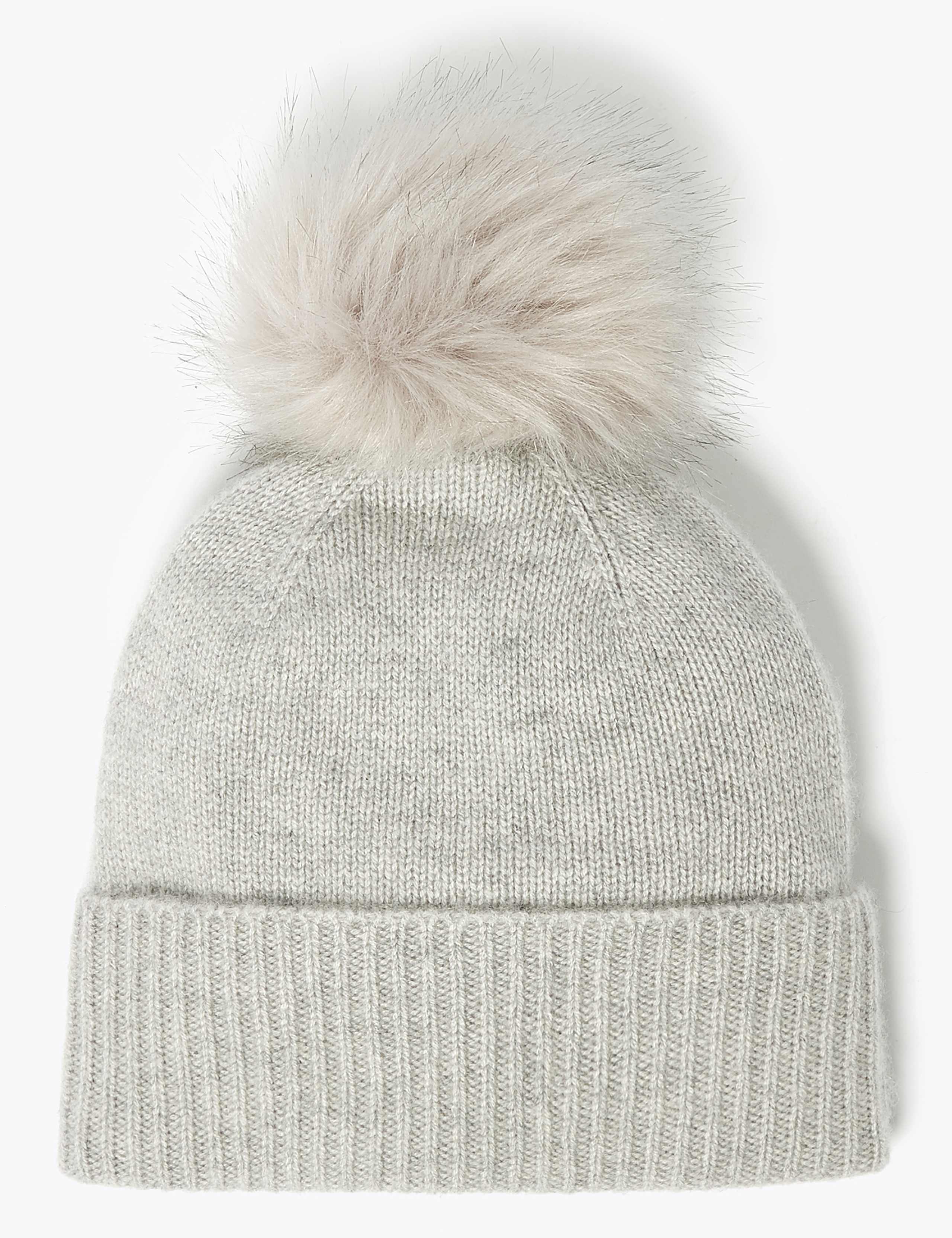 Pure Cashmere Pom Pom Beanie Hat 1 of 1
