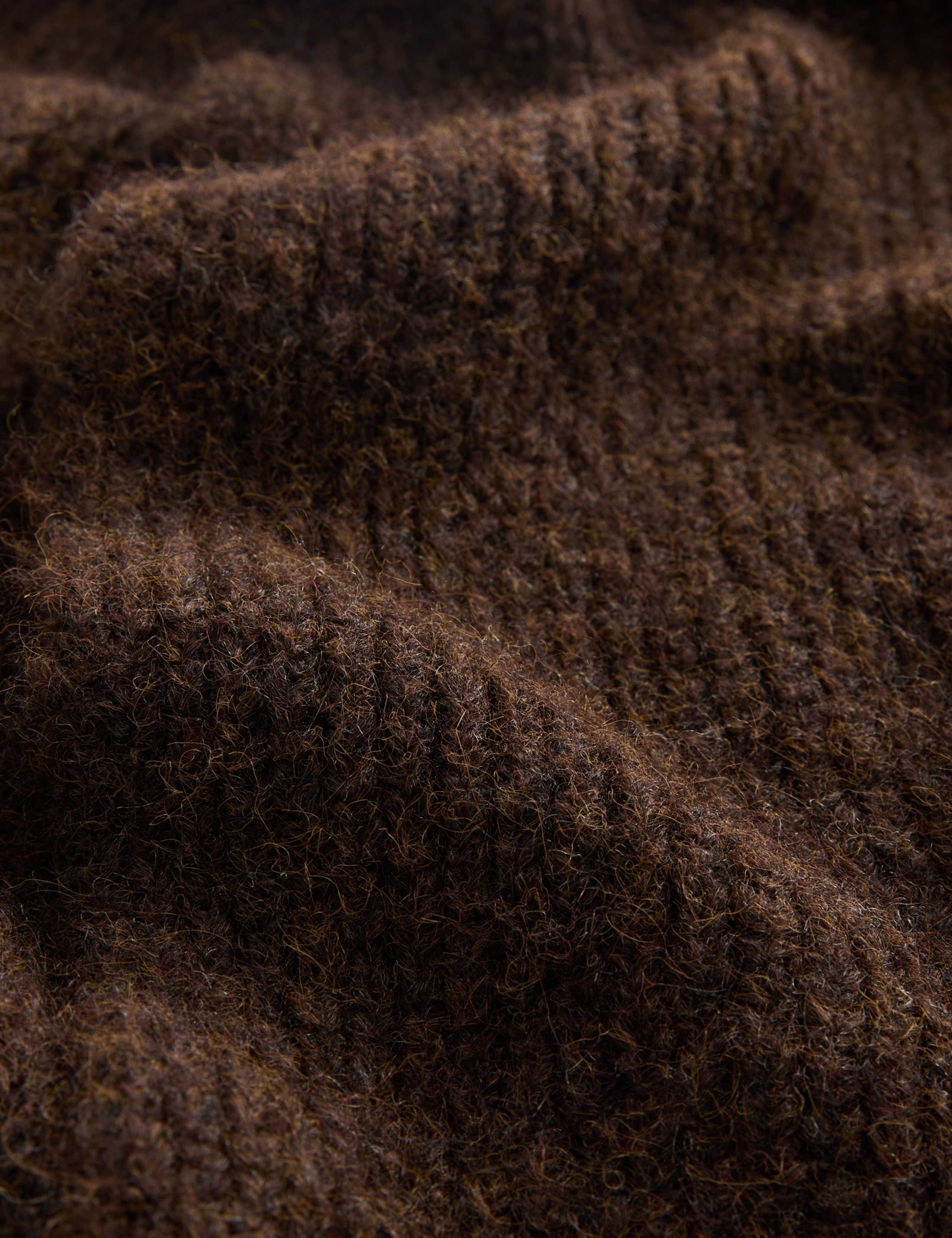 Ribbed Knit Hooded Scarf with Wool 2 of 2