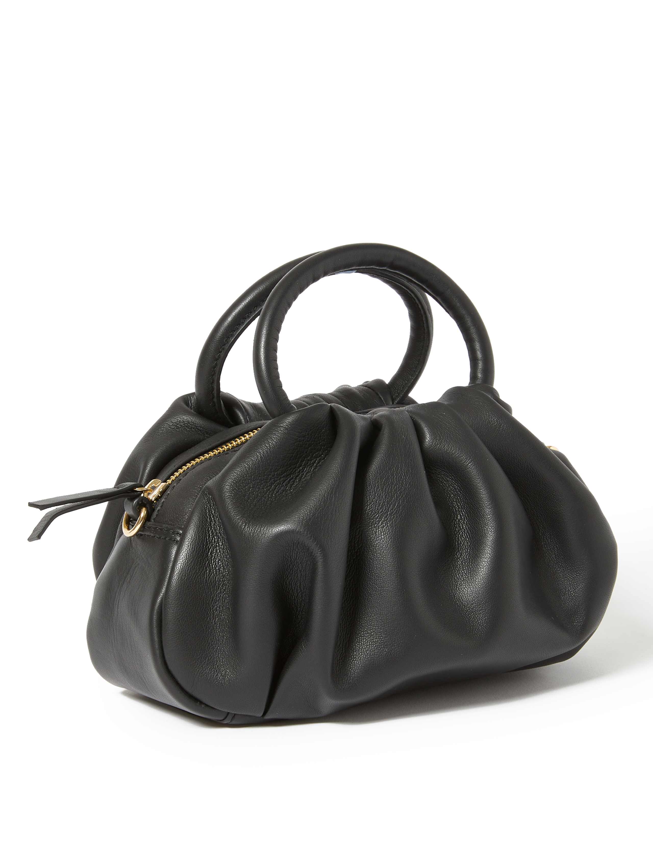 Leather Ruched Grab Cross Body Bag 2 of 5