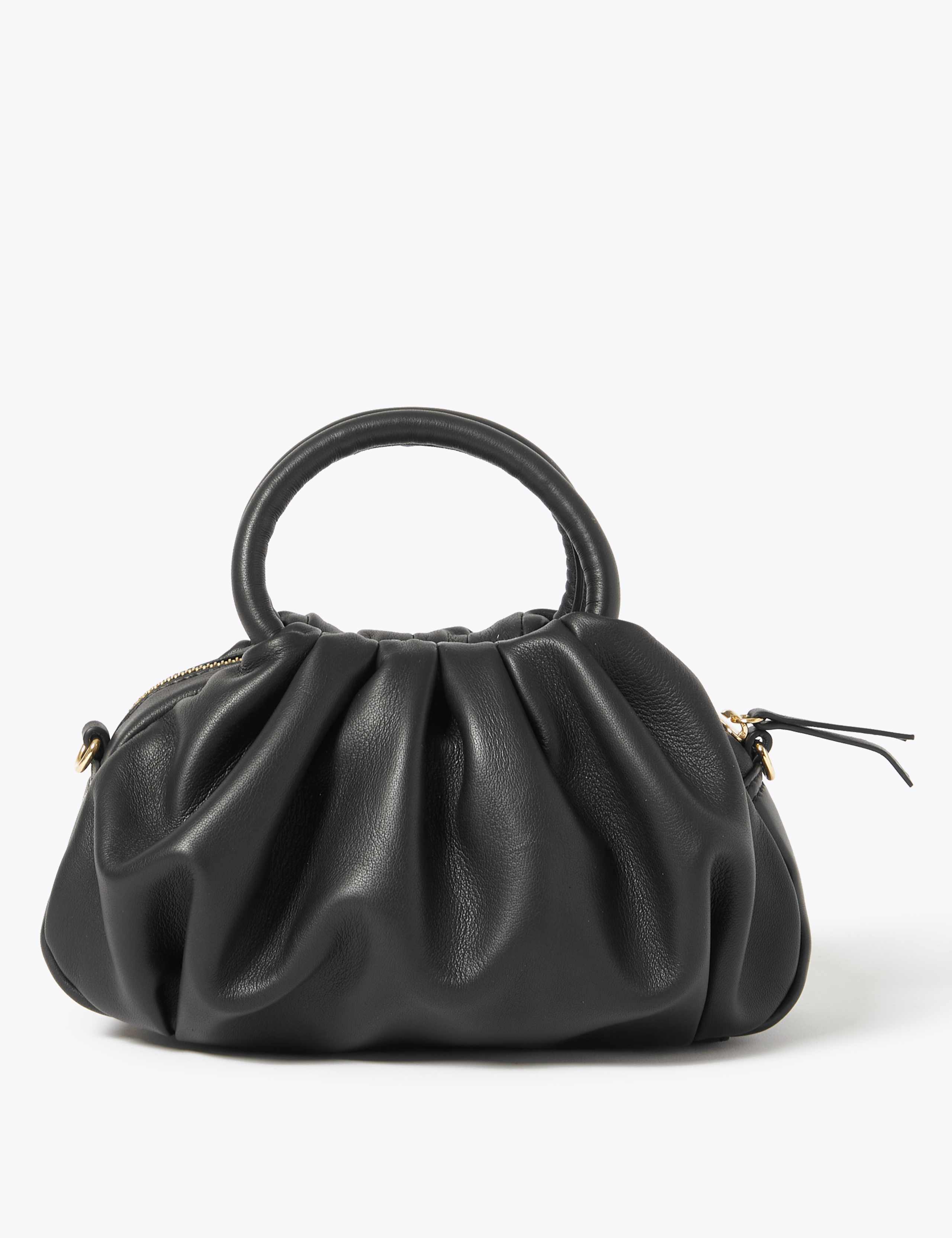 Leather Ruched Grab Cross Body Bag 3 of 5