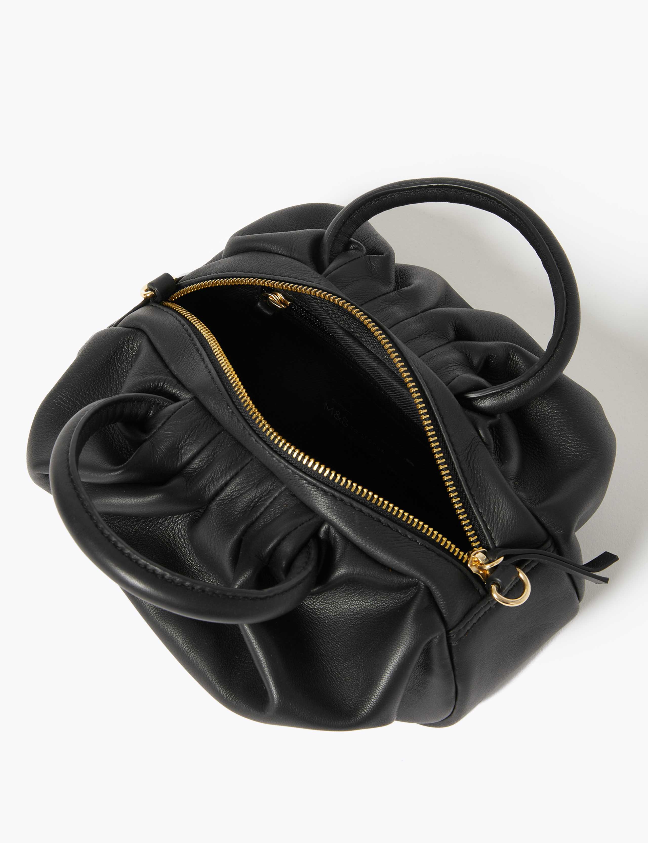 Leather Ruched Grab Cross Body Bag 4 of 5