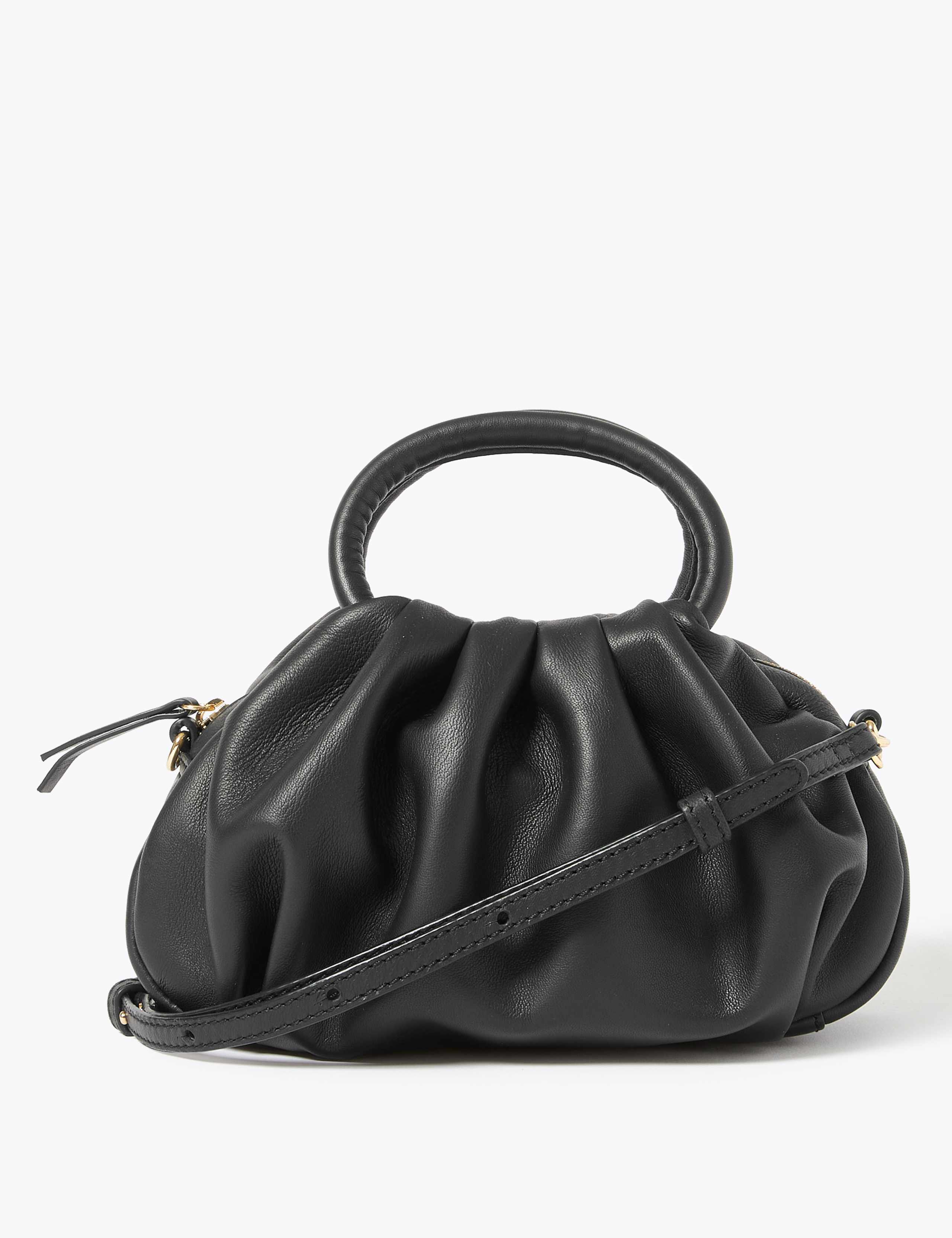 Leather Ruched Grab Cross Body Bag 1 of 5