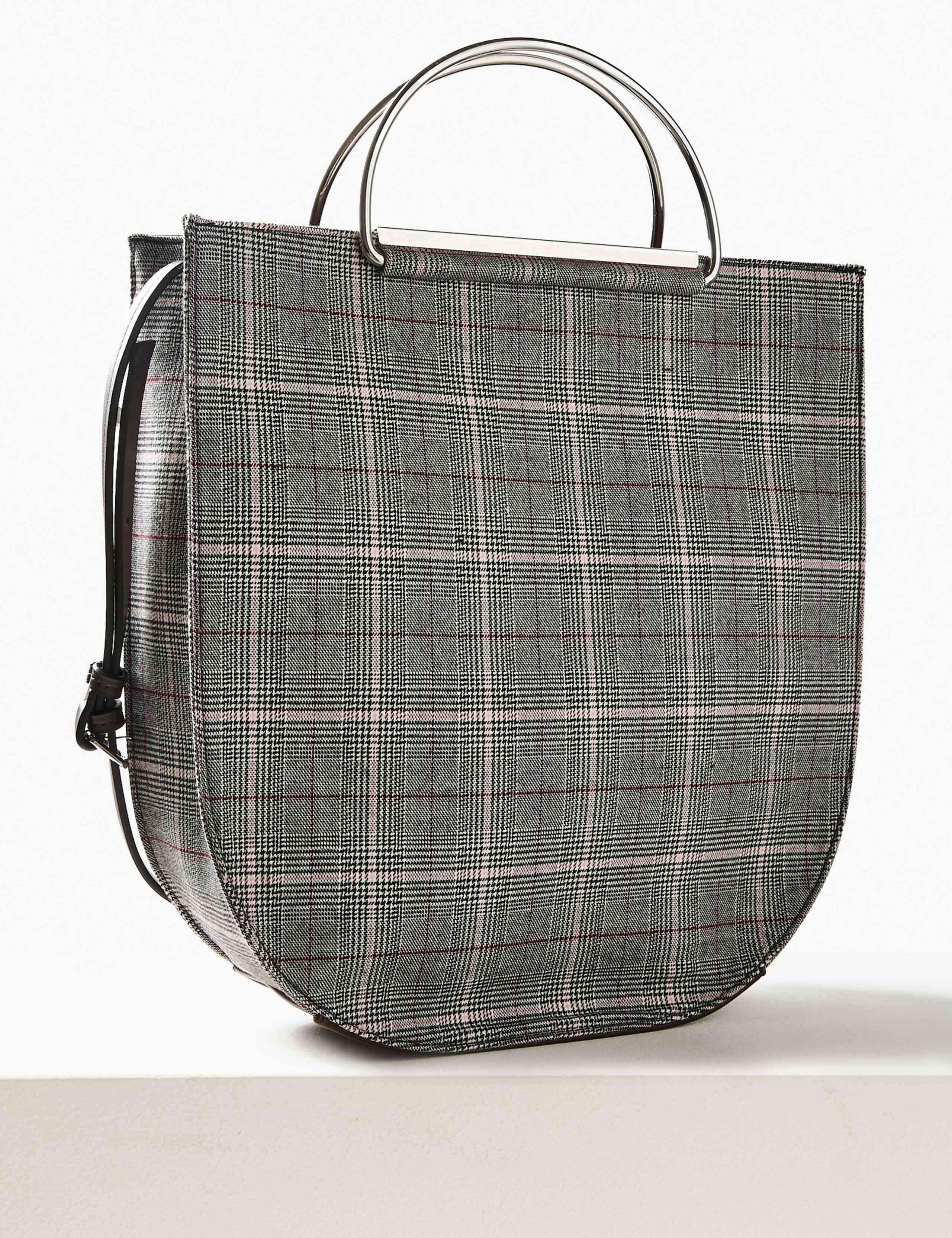 Checked Metal Handle Tote Bag 3 of 6