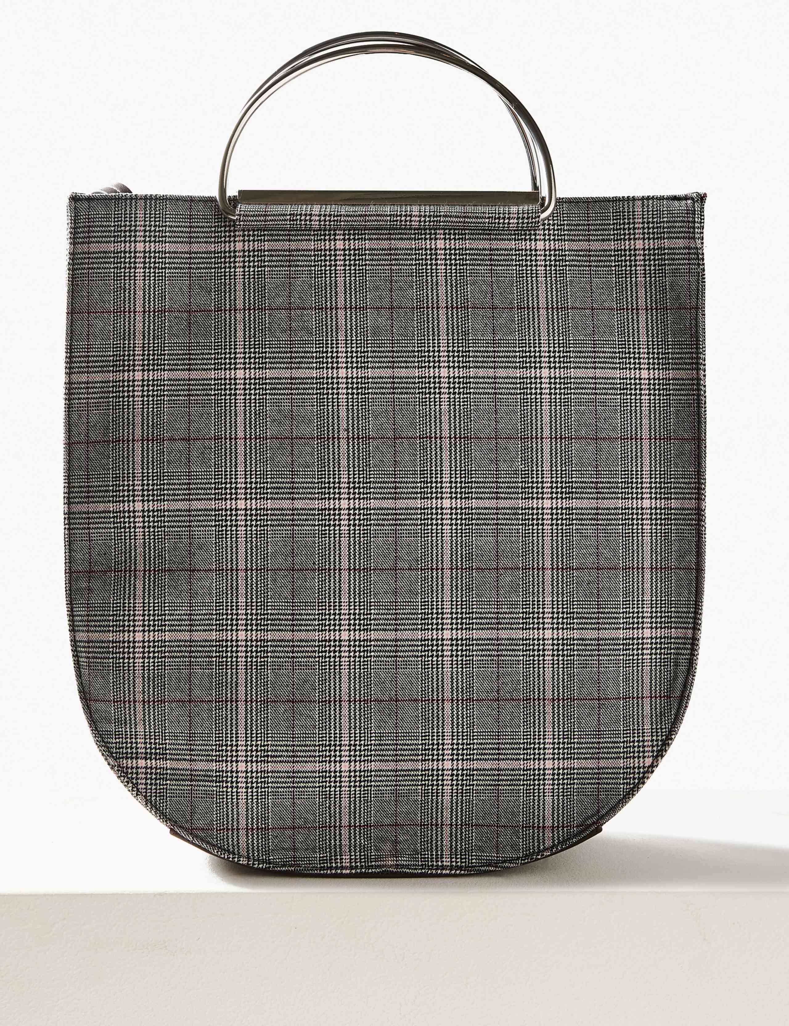 Checked Metal Handle Tote Bag 4 of 6